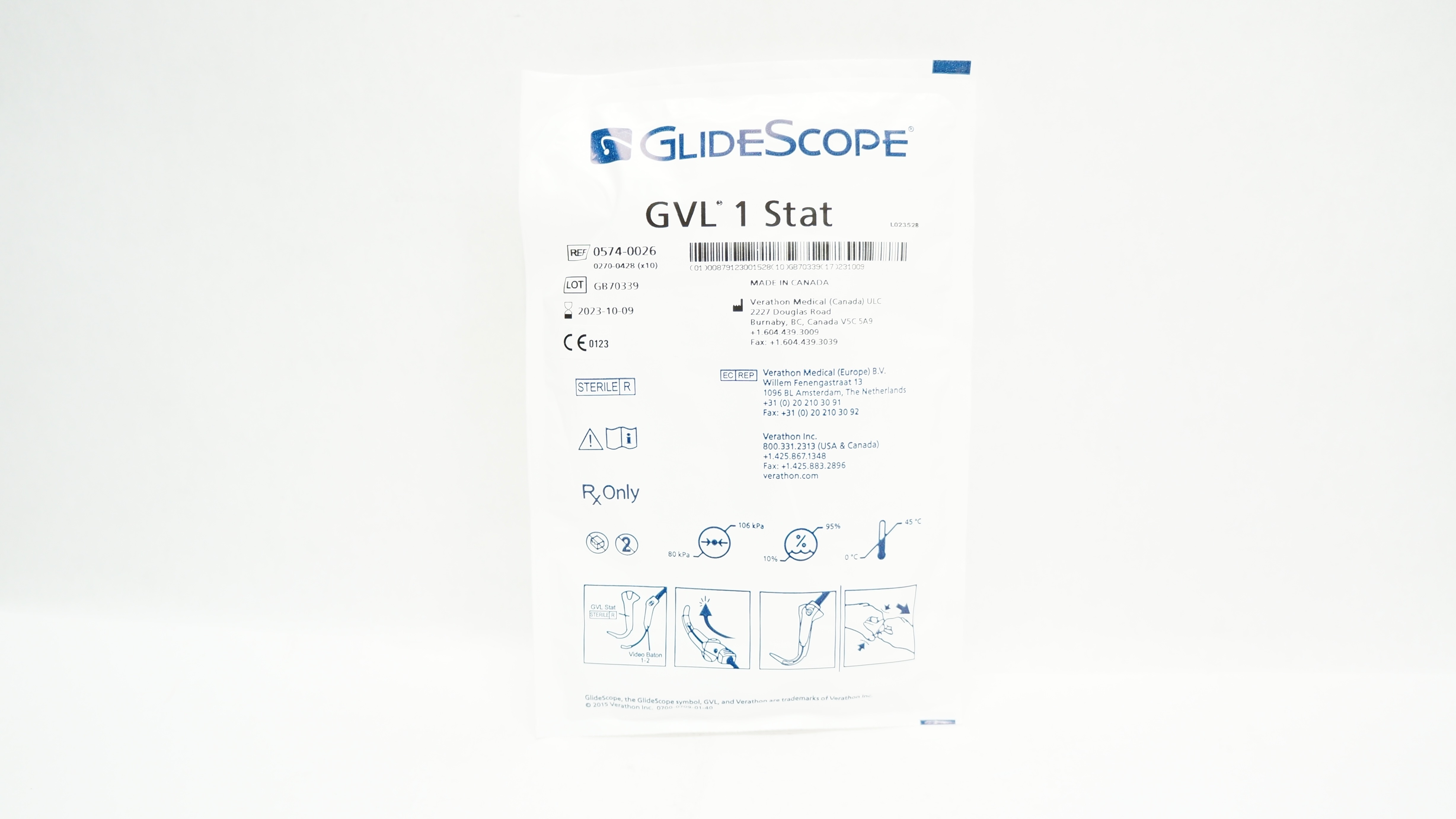 Verathon 0574-0026 GlideScope GVL 1 Stat Video Laryngoscope (x)
