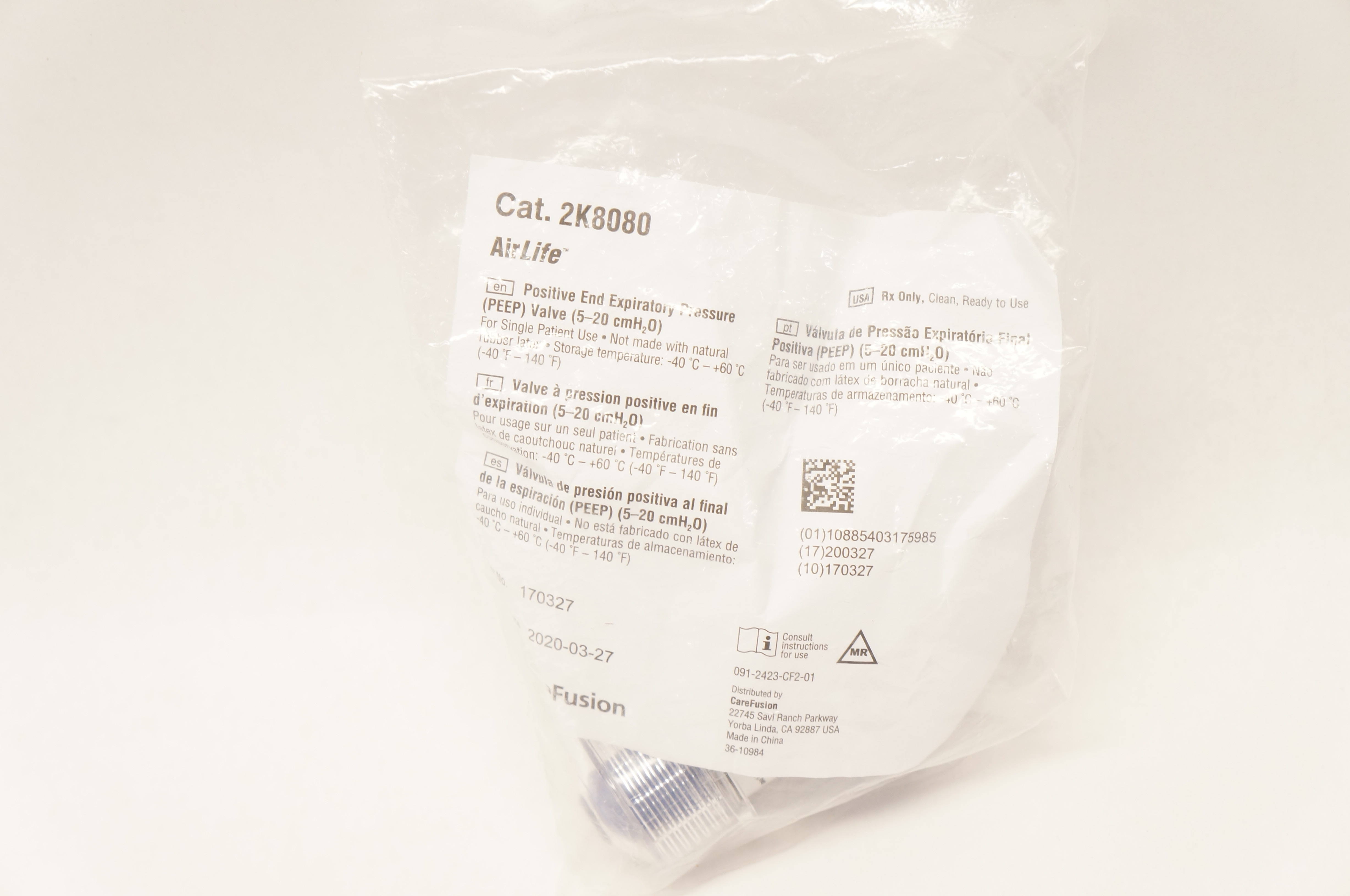 CareFusion 2K8080 AirLife Positive End Expiratory Pressure Valve, 5-20 cmH2O (x)