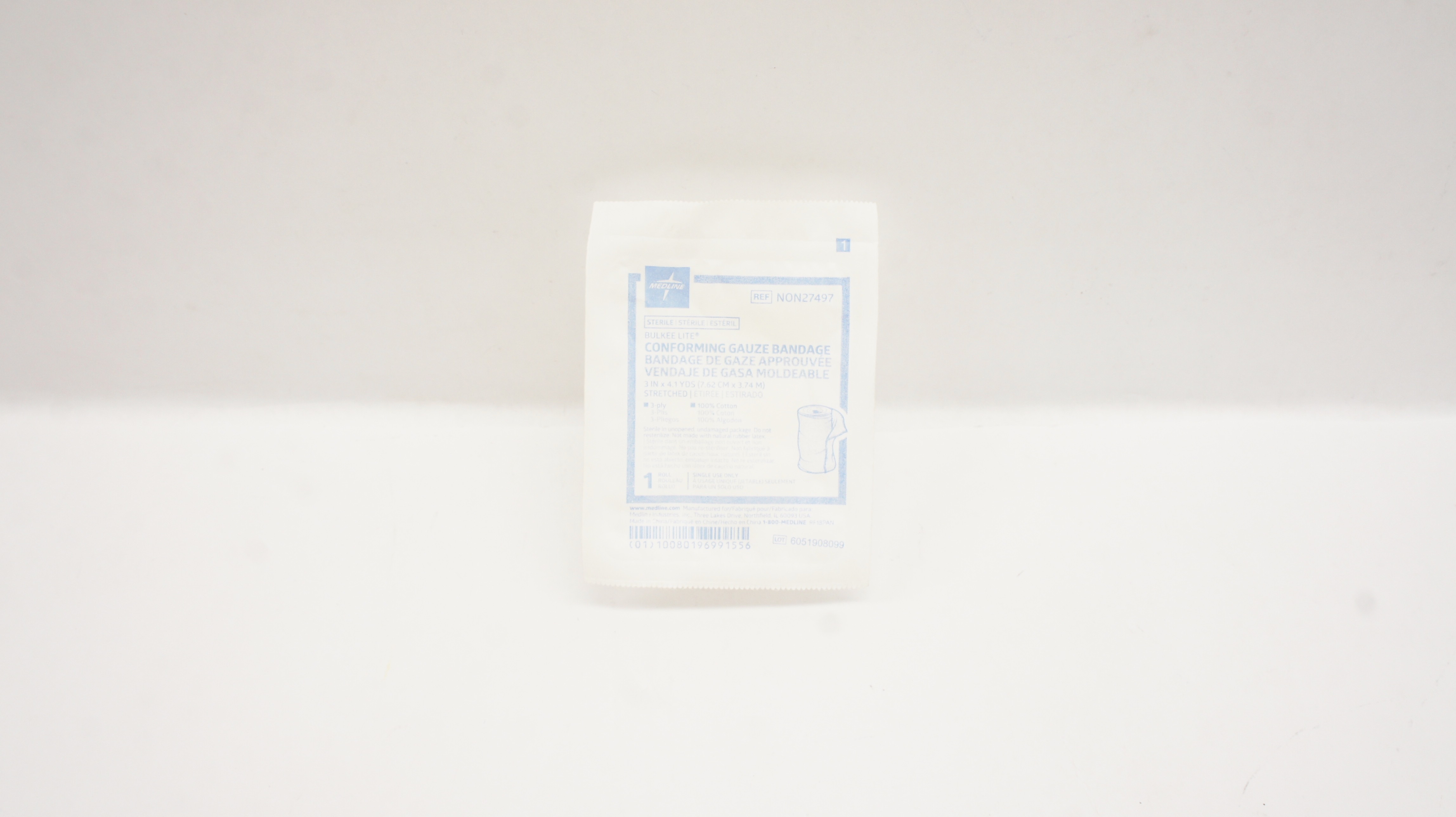 Medline NON27497 Bulkee Lite Conforming Gauze Bandage 3-Ply, 3inch x 4.1yds