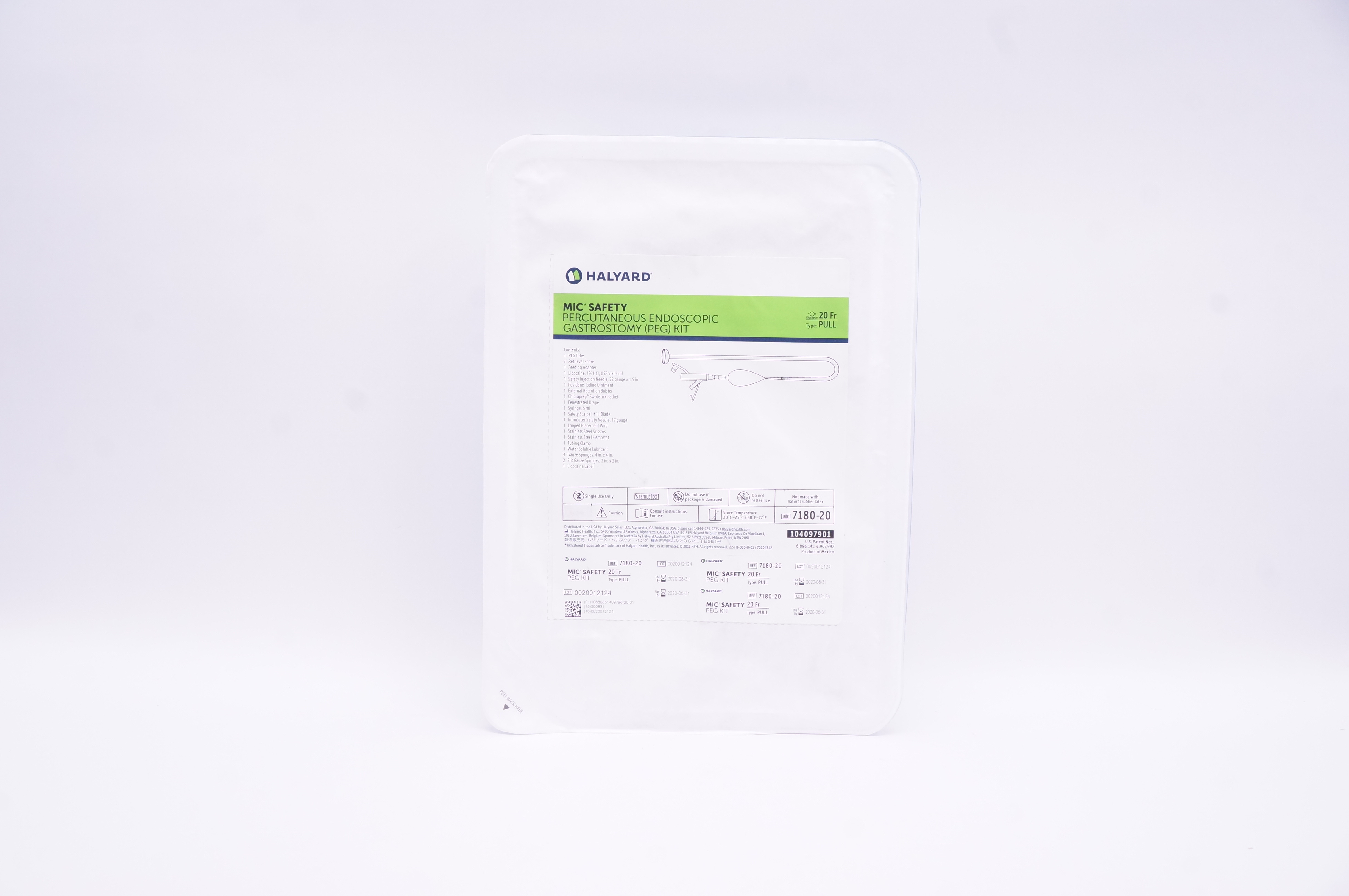 Halyard 7180-20 Percutaneous Endoscopic Gastrostomy (PEG) Kit, 20Fr (x)