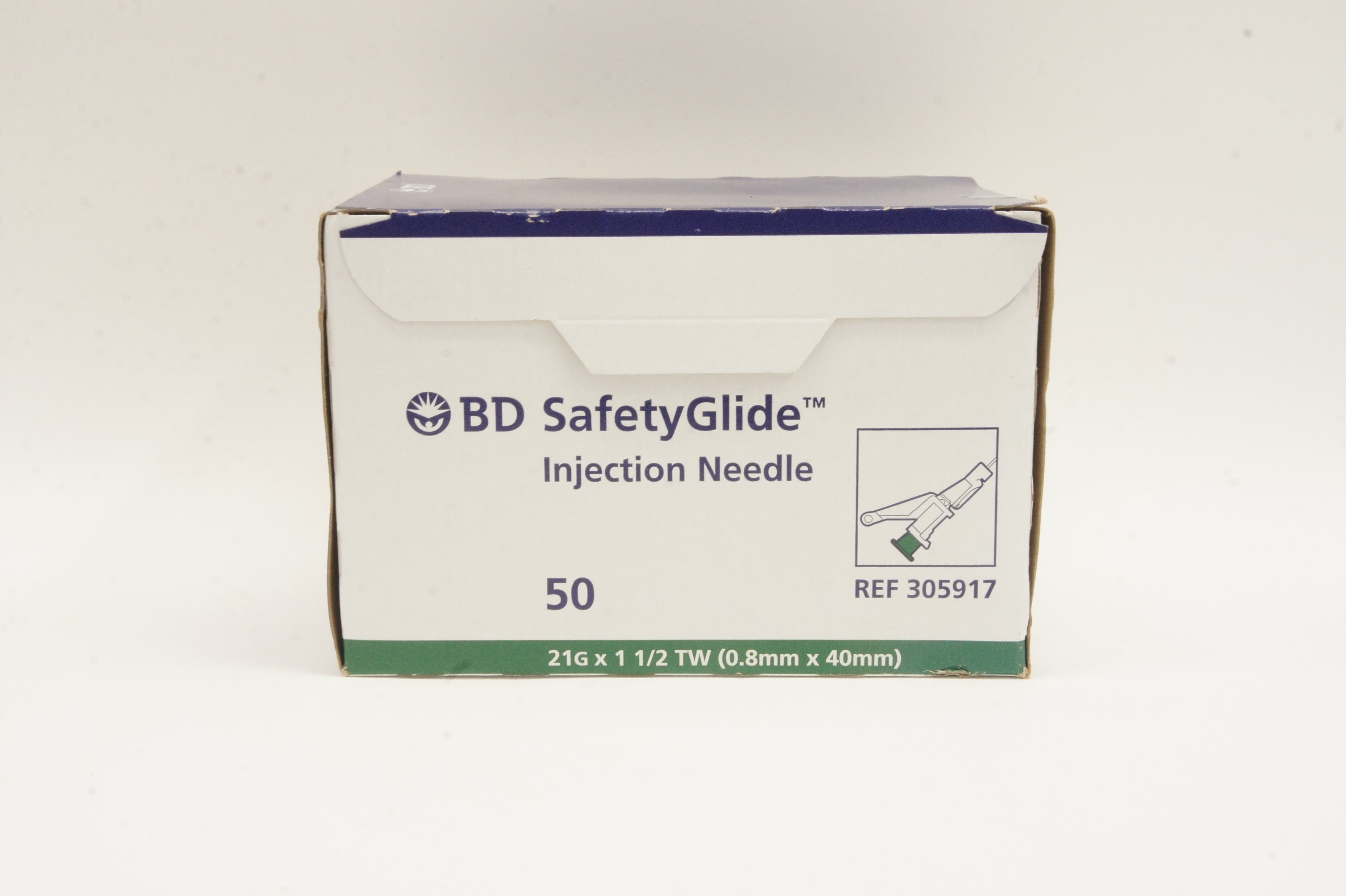 BD 305917 SafetyGlide Injection Ndle. 21G x 1 1/2 TW - Box of 42