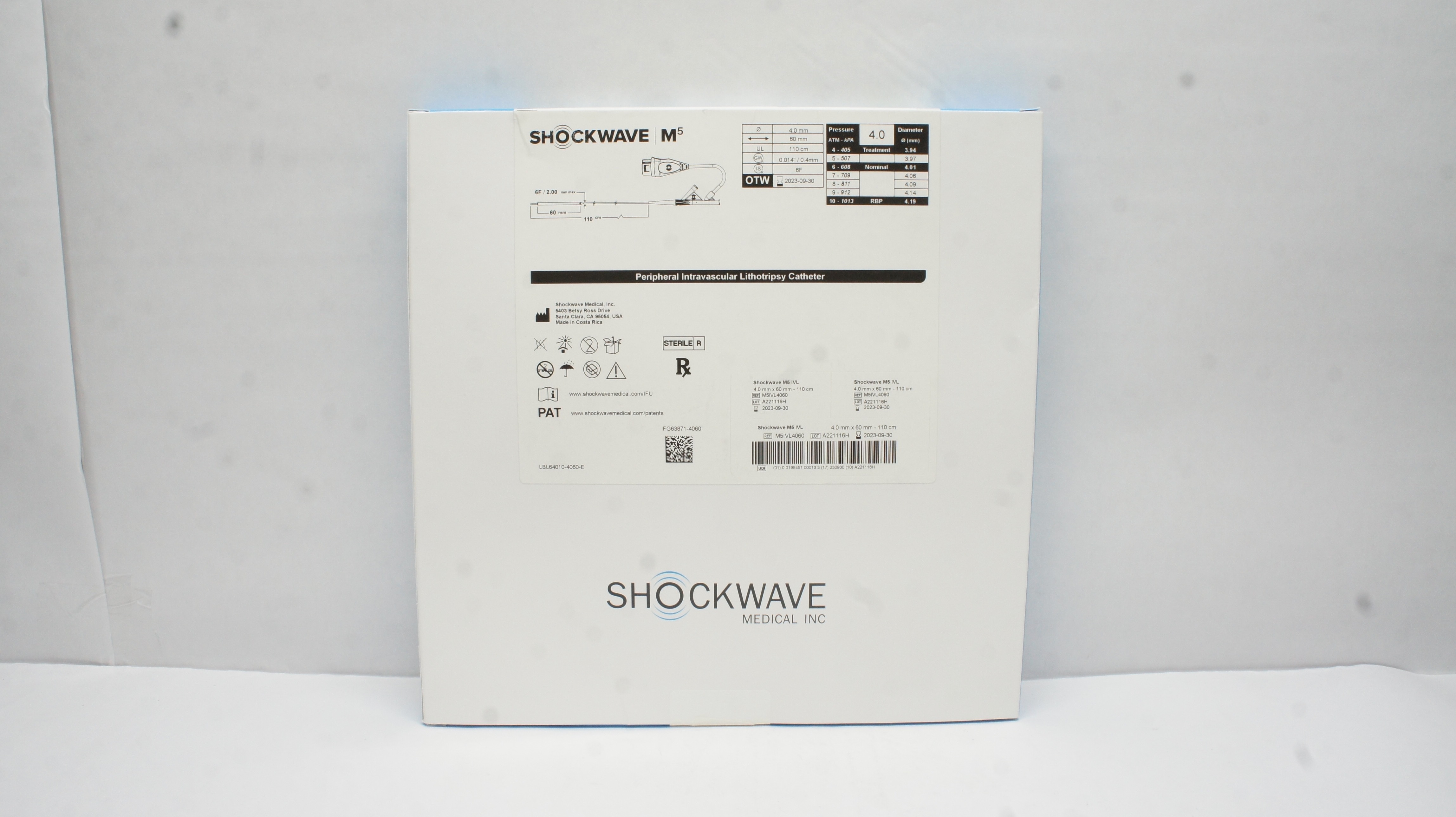 Shockwave Medical M5IVL4060 Peripheral Intravascular Cath. 4.0 x 60mm x 110cm(x)