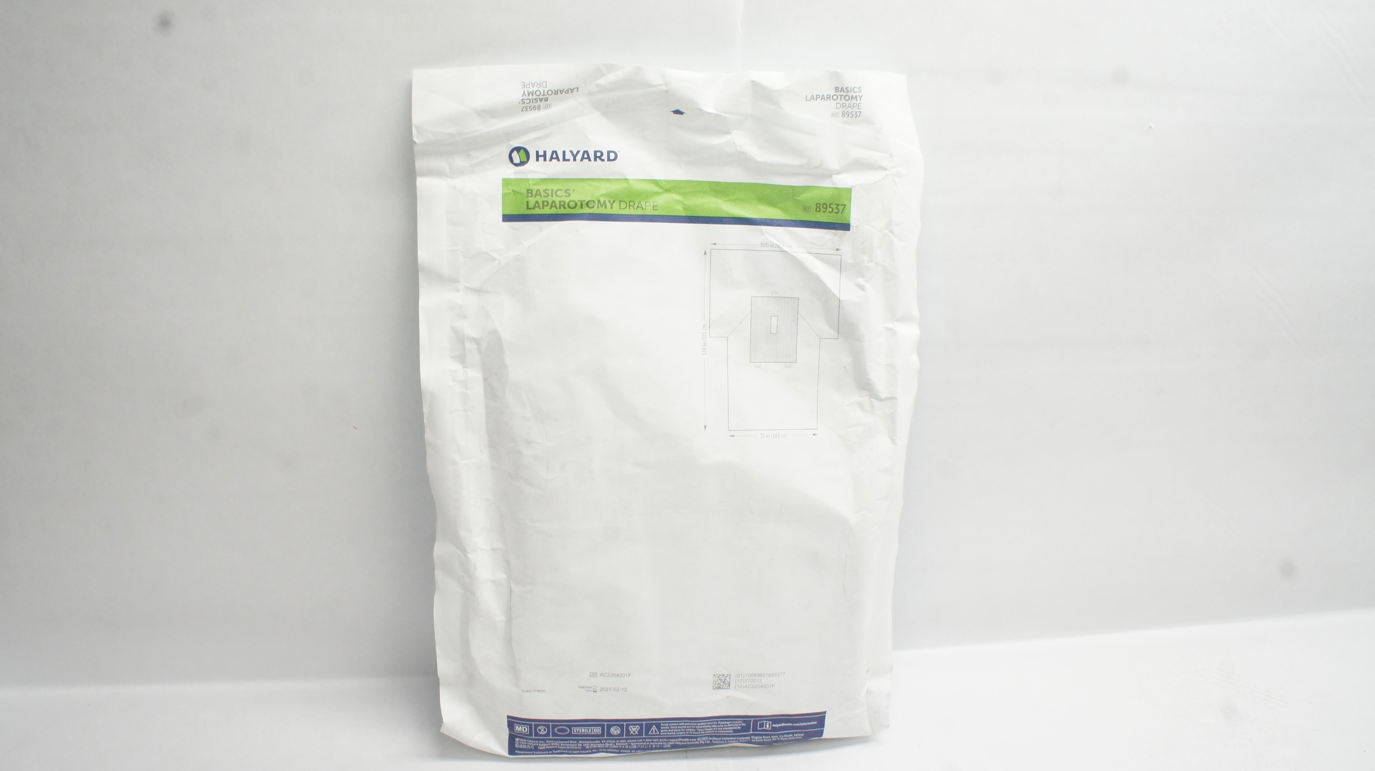 Halyard 89537 Basics Laparotomy Drape 100inch x 124inch