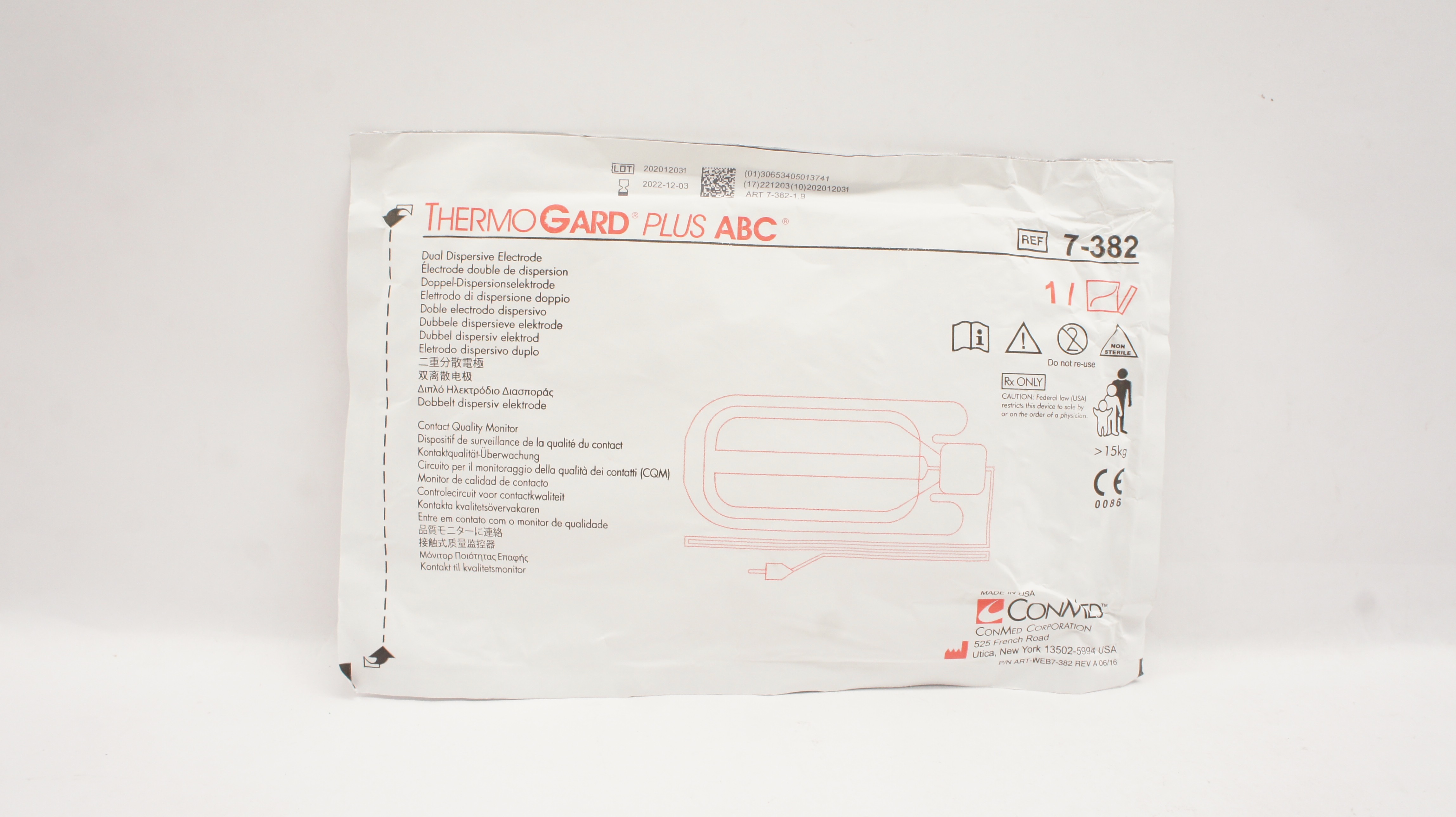 ConMed 7-382 ThermoGard Plus ABC Dual Dispersive Electrode >15kg (x)
