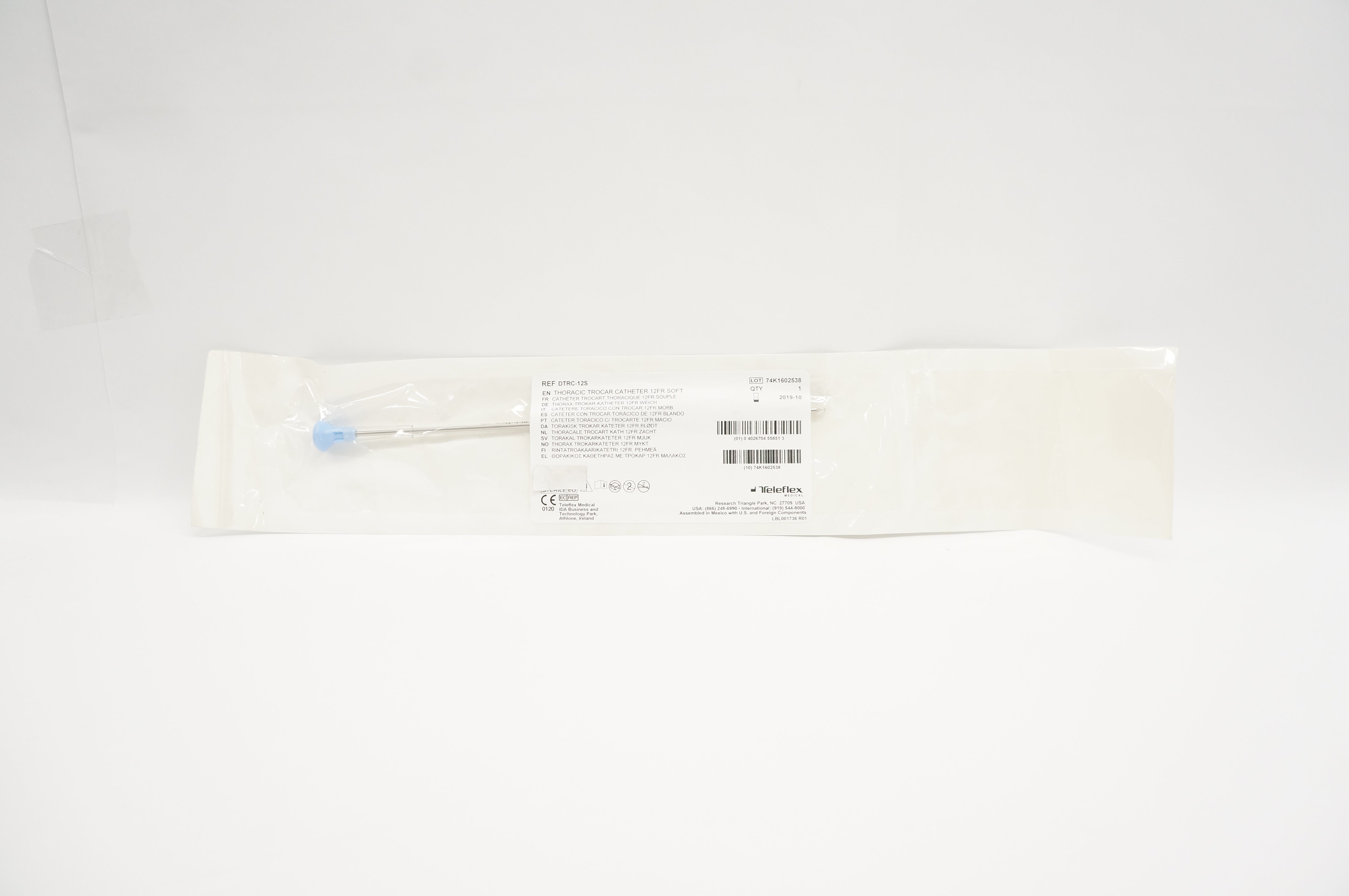 Teleflex DTRC-12S Thoracic Trocar Catheter  12FR. Soft (x)