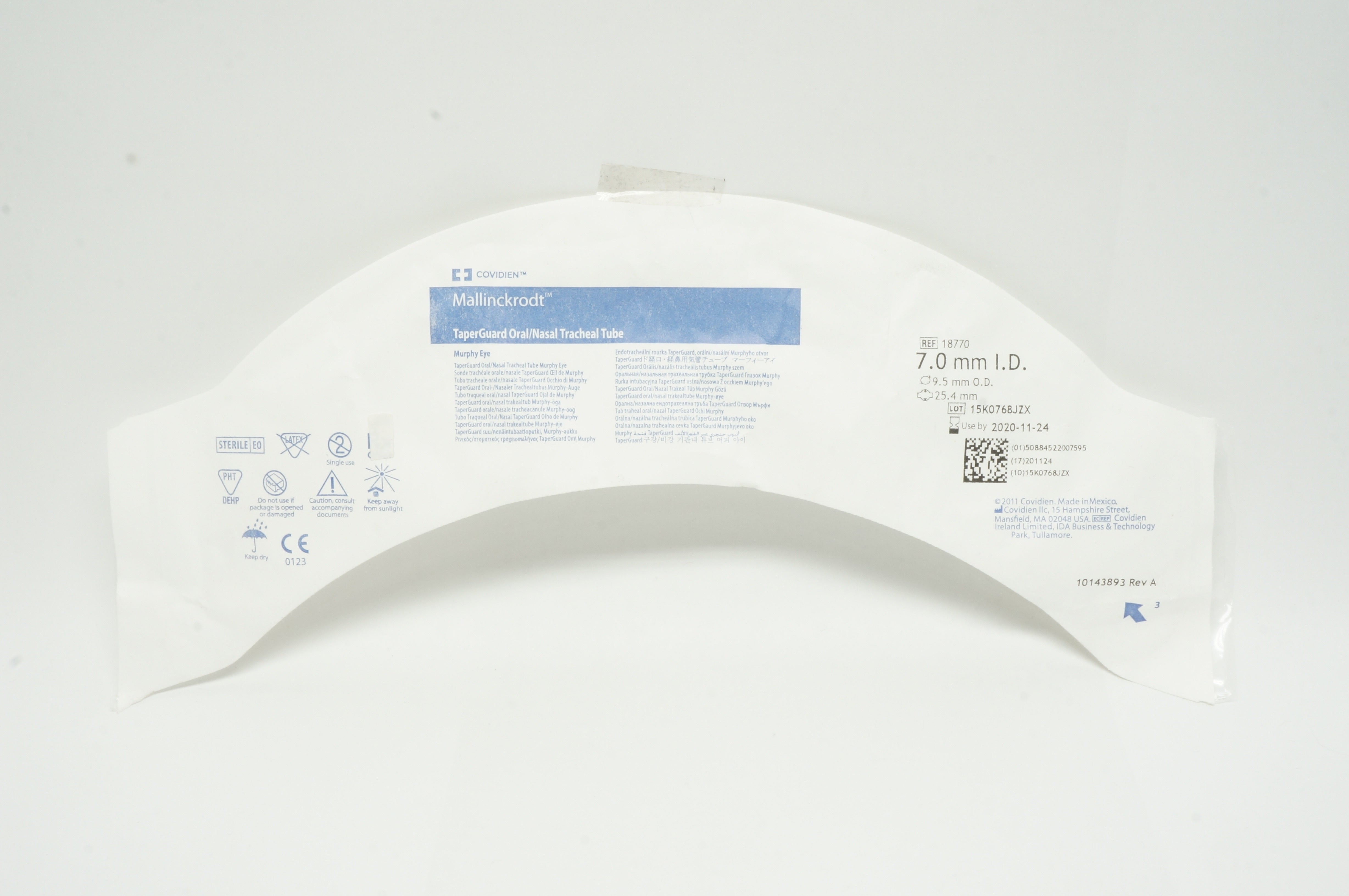 Covidien 18770 TaperGuard Oral/Nasal Tracheal Tube 7.0mm ID x 9.5mm OD (x)