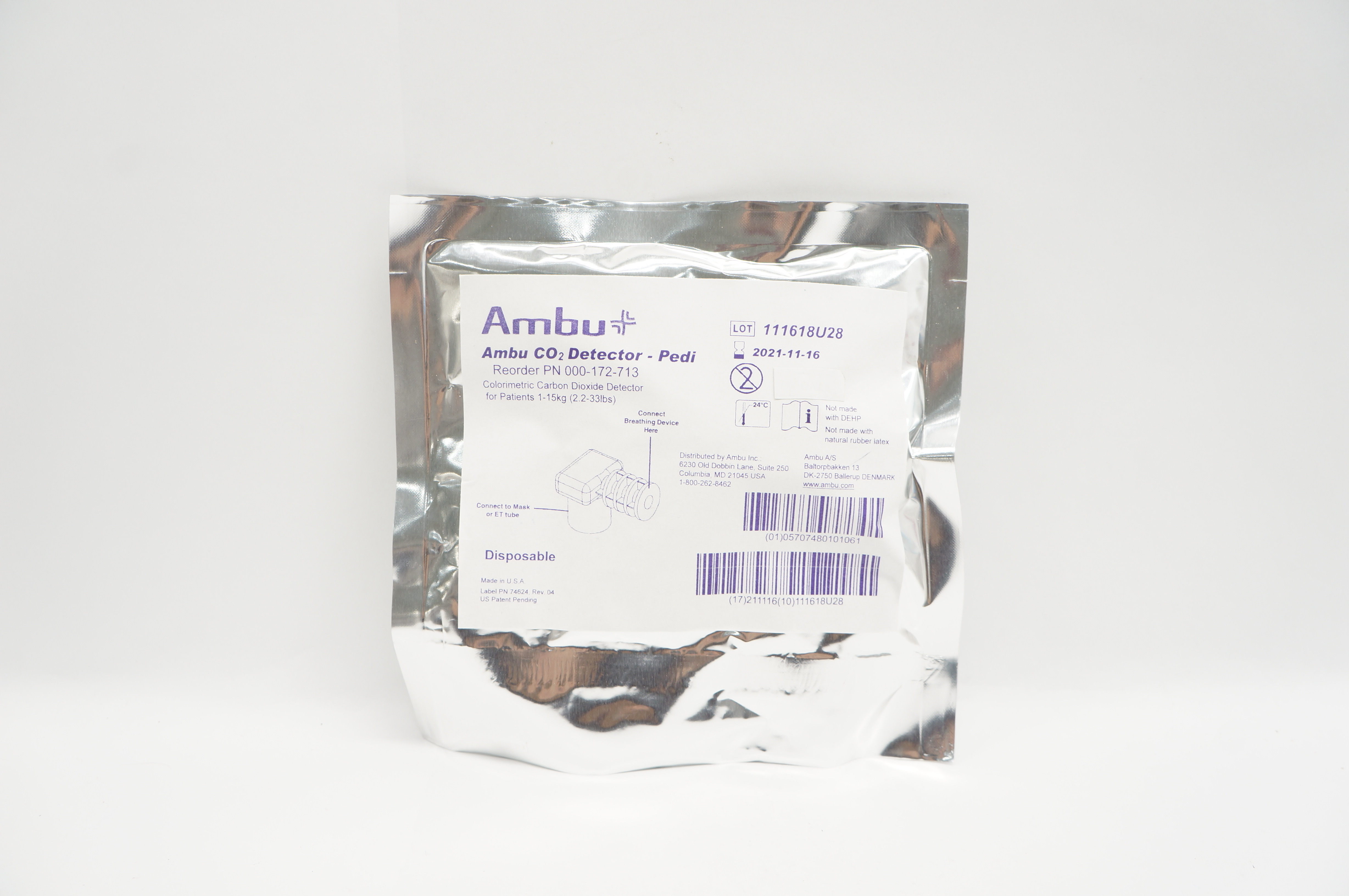 Ambu PN 000-172-713 CO2 Detector-Pedi Colorimetric Carbon Dioxide 1-15kg (x)