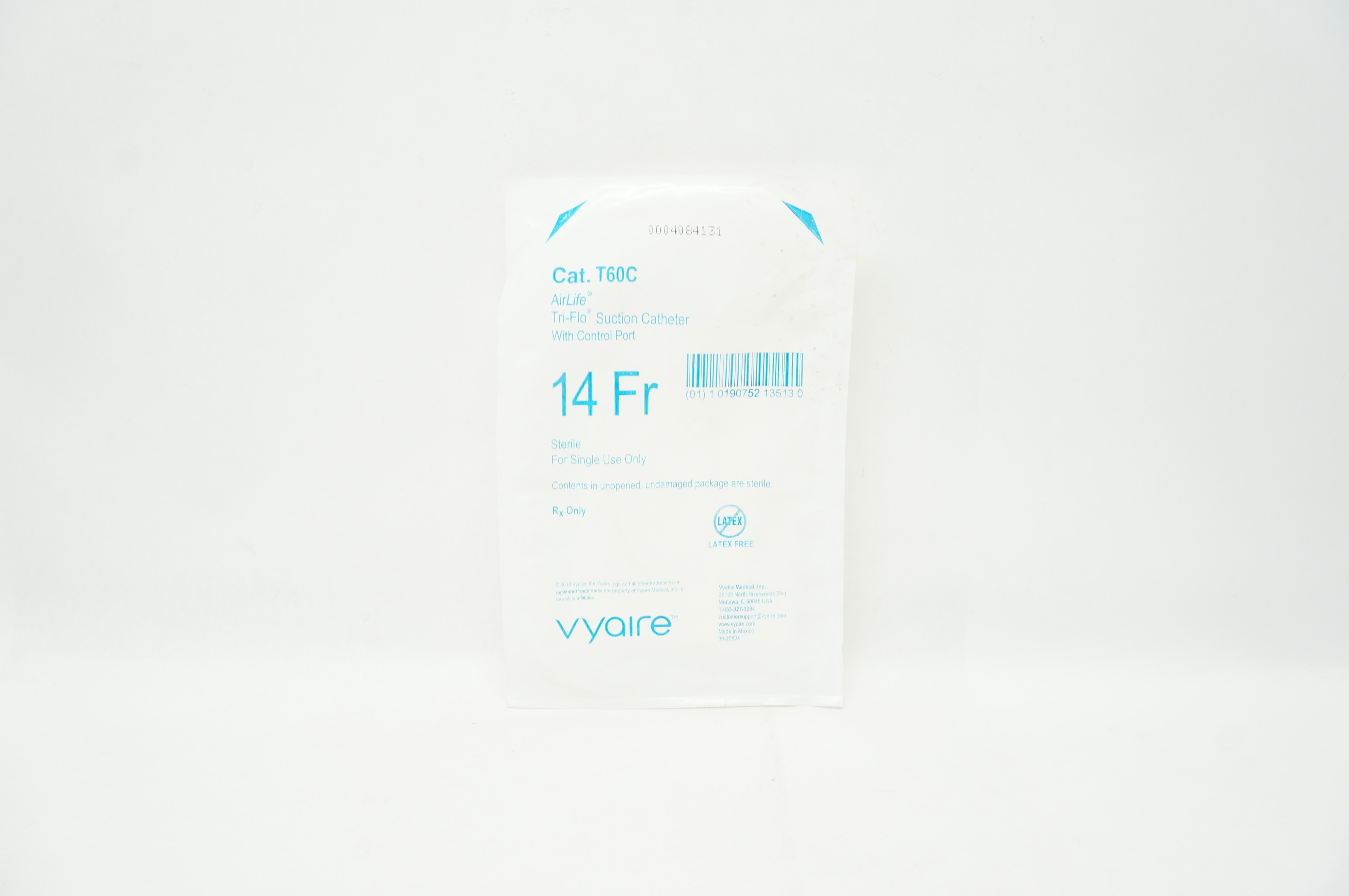 Vyaire T60C AirLife Tri-Flo Suction Cath. with Control Port, 14Fr