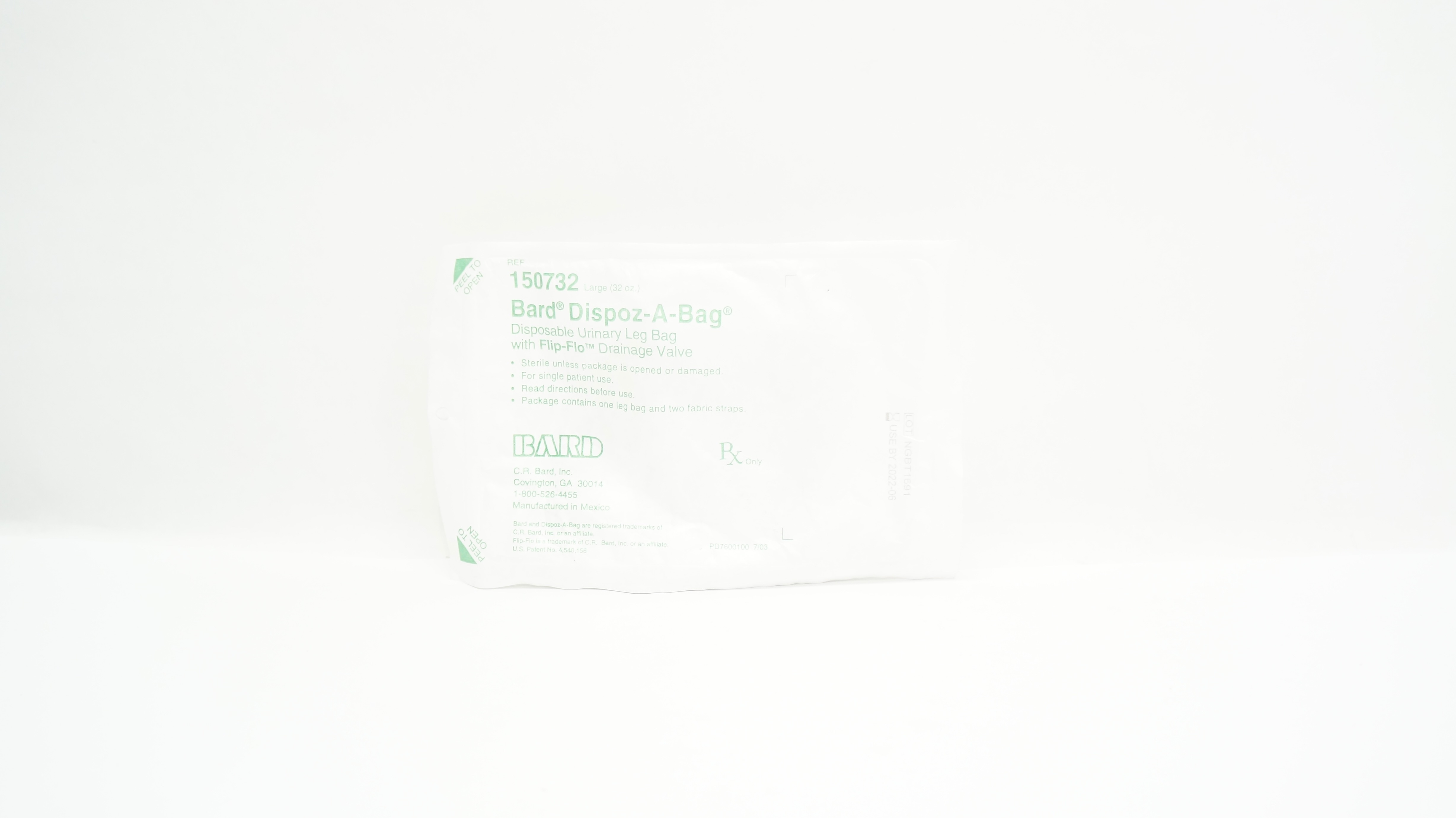 Bard 150732 Dispoz-A-Bag Disposable Urinary Leg Bag