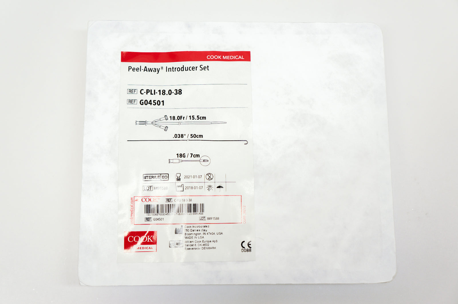 Cook Medical G04501 Peel-Away Introducer Set 18.0Fr, x 0.038inch