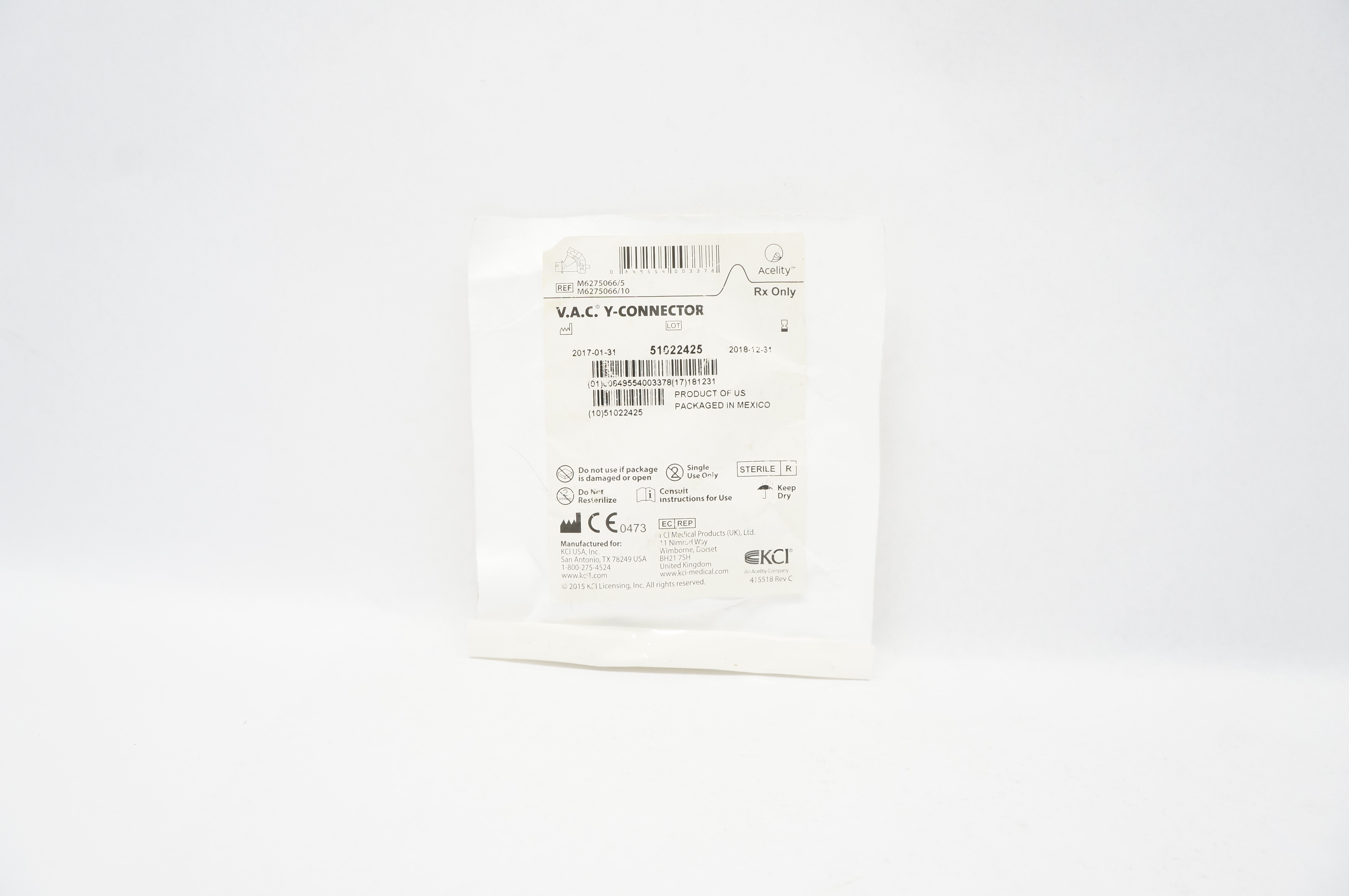 KCI M6275066/5 Acelity V.A.C. Y-Connector (x)