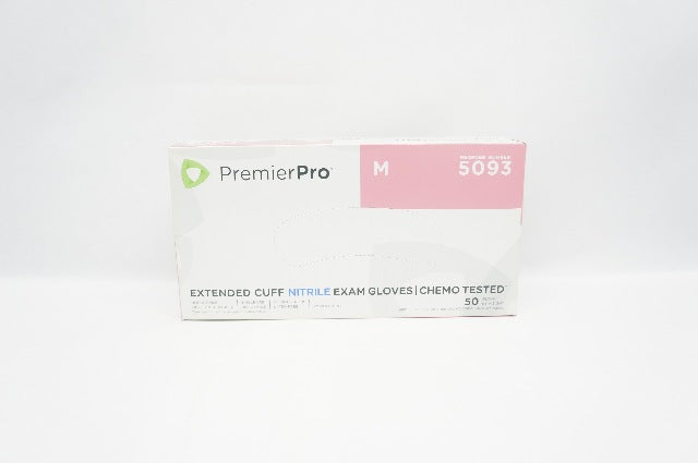 PremierPro 5093 Nitrile Exam Gloves Extended Cuff, Powder-Free, M - Box of 50