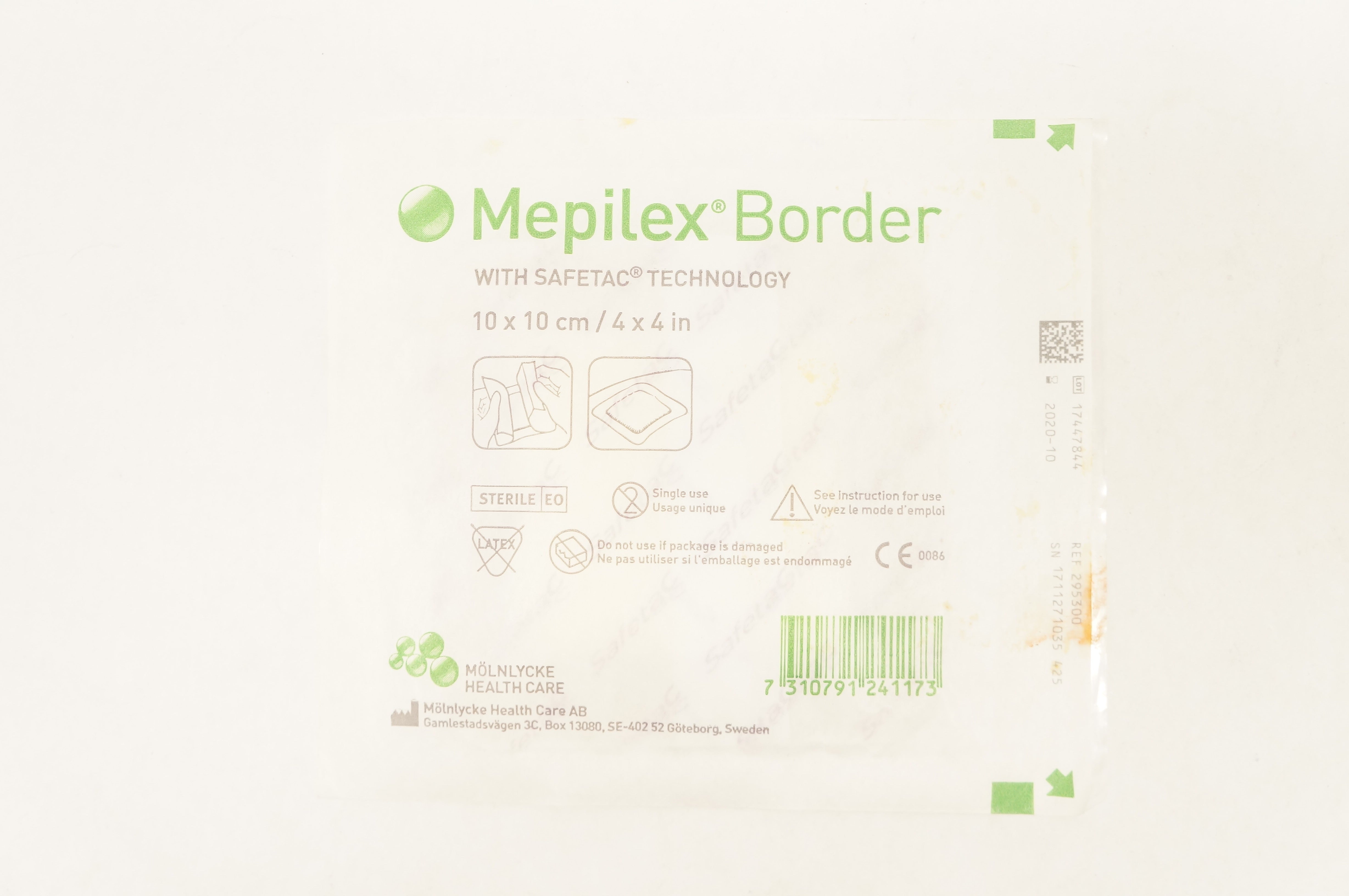 Molnlycke 295300 Mepilex Border Self-Adherent Foam Dressing 4 x 4inch (x)