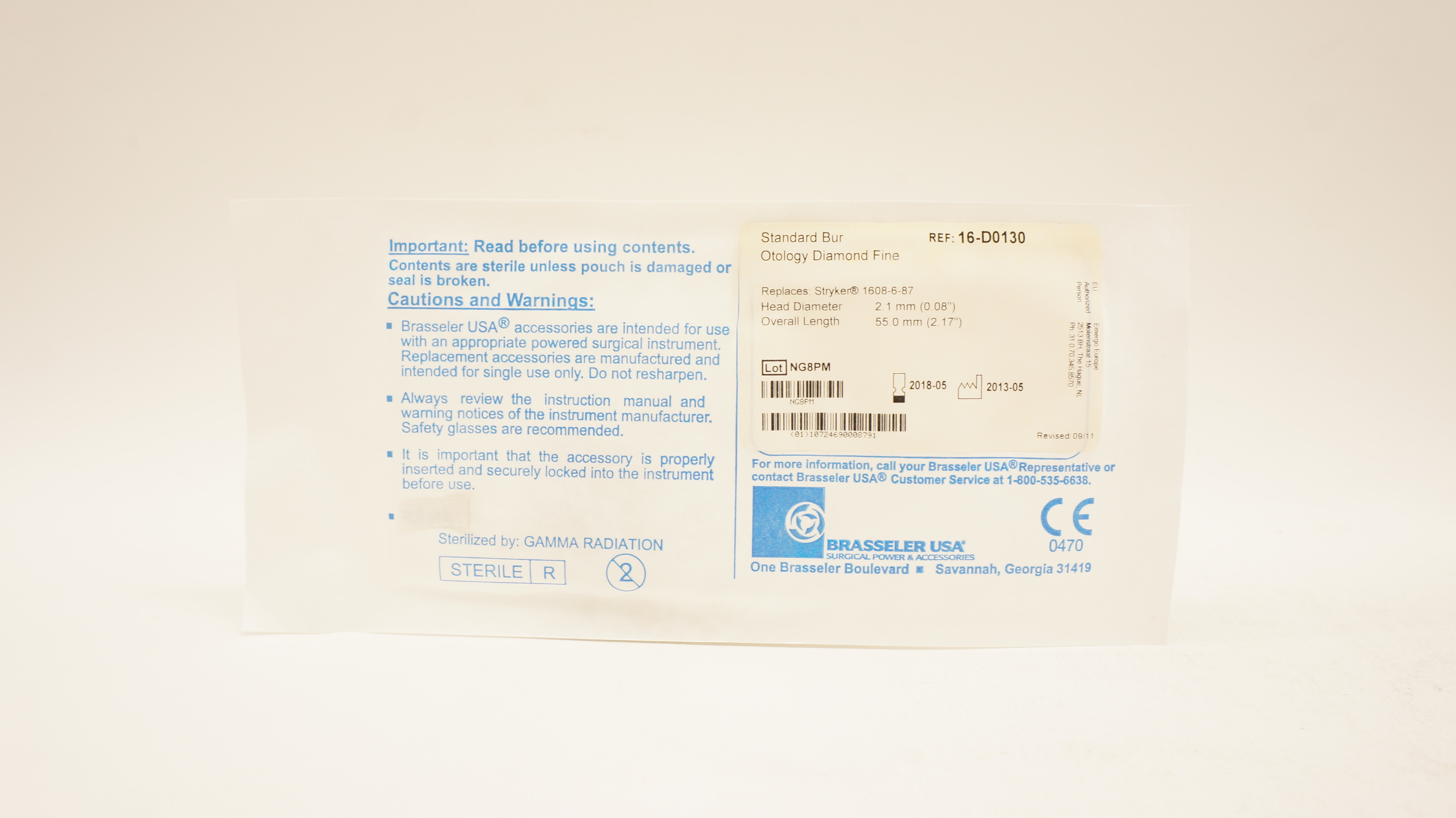 Brasseler 16-D0130 Standard Bur Otology Diamond Fine (x)