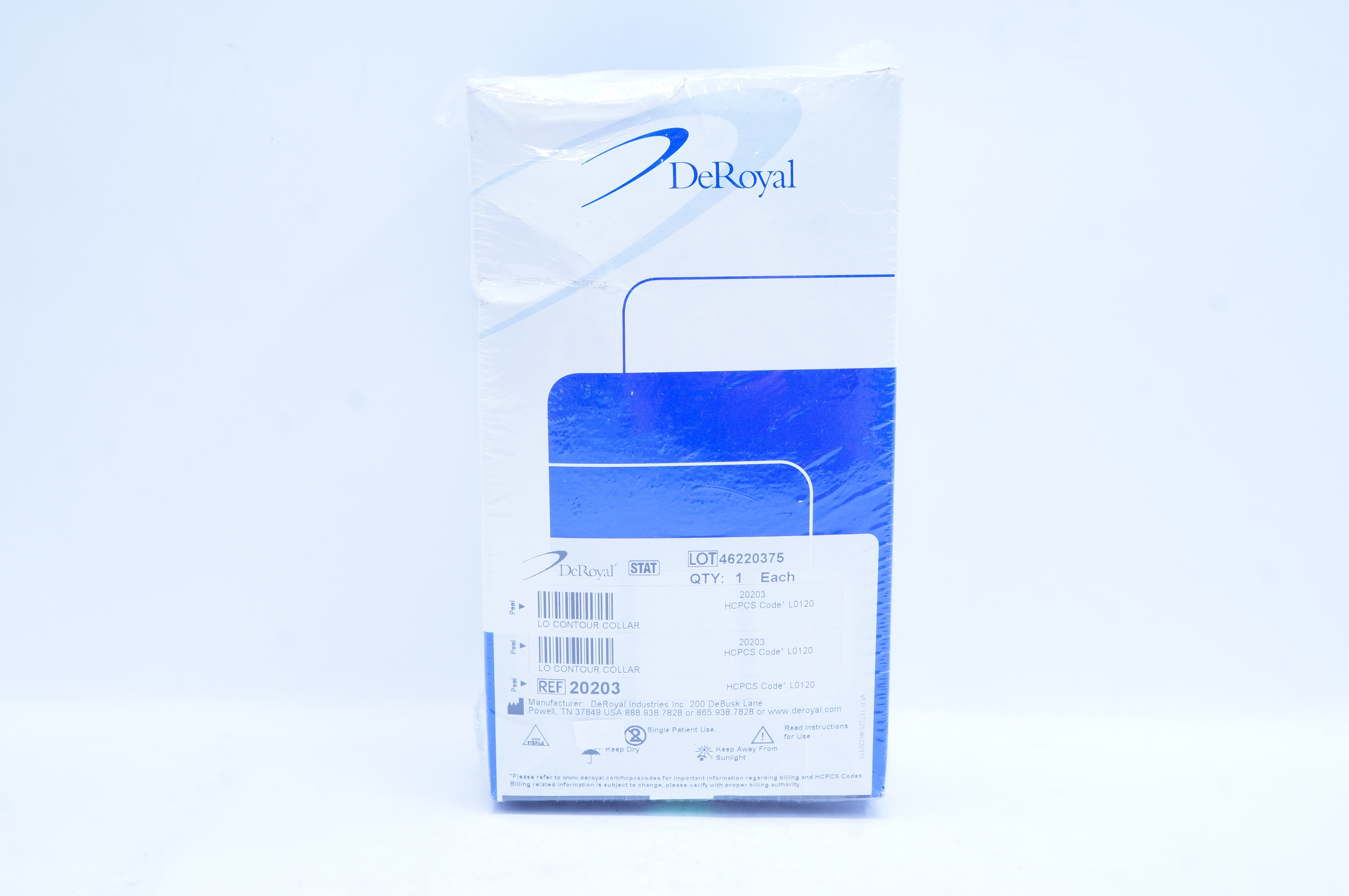 DeRoyal 20203 Lo Contour Collar Firm Density Foam 3 inch Underchin Medium