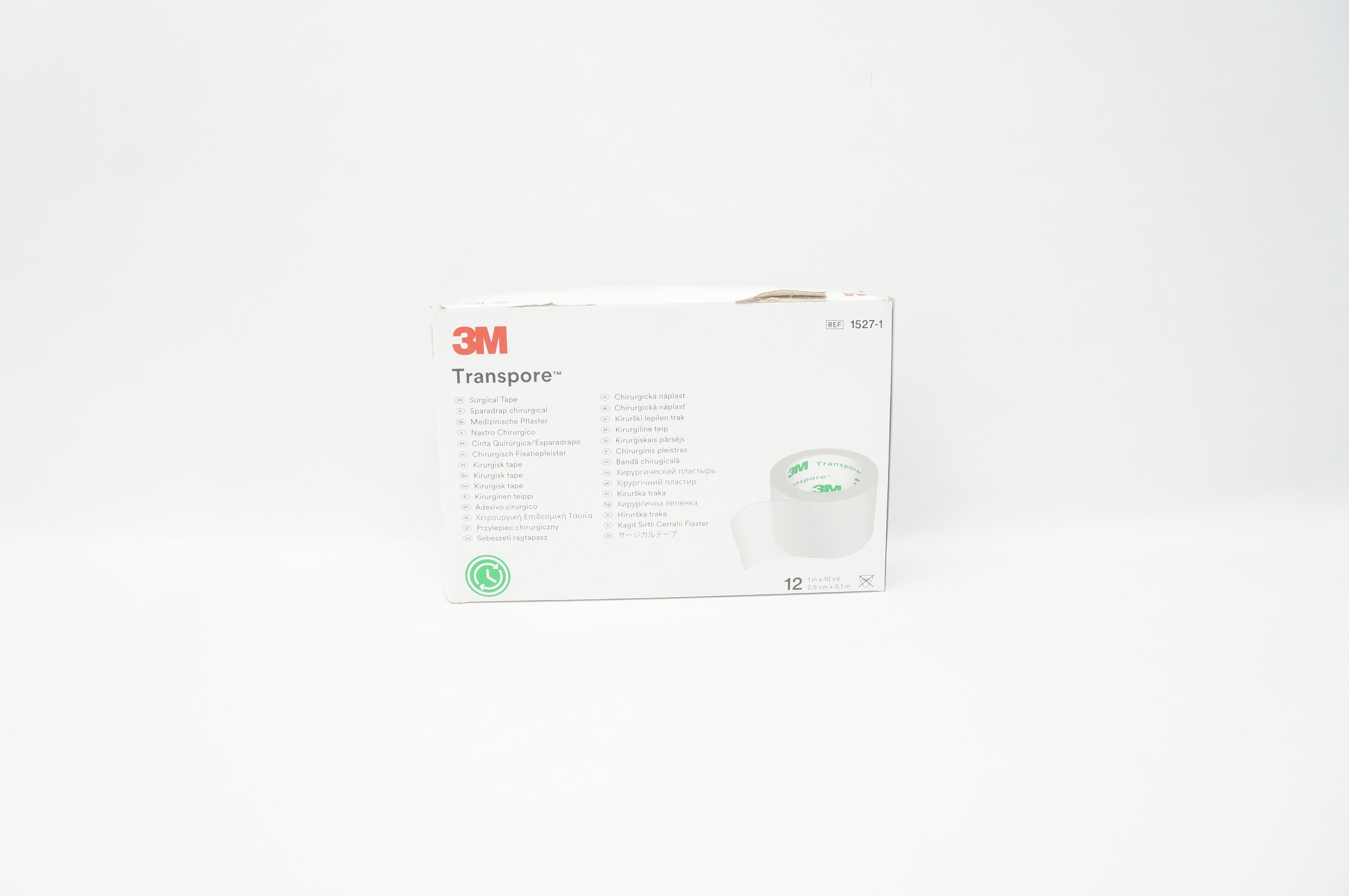 3M 1527-1 Transpore Surgical Tape 1inch x 10yd. - Box of 12