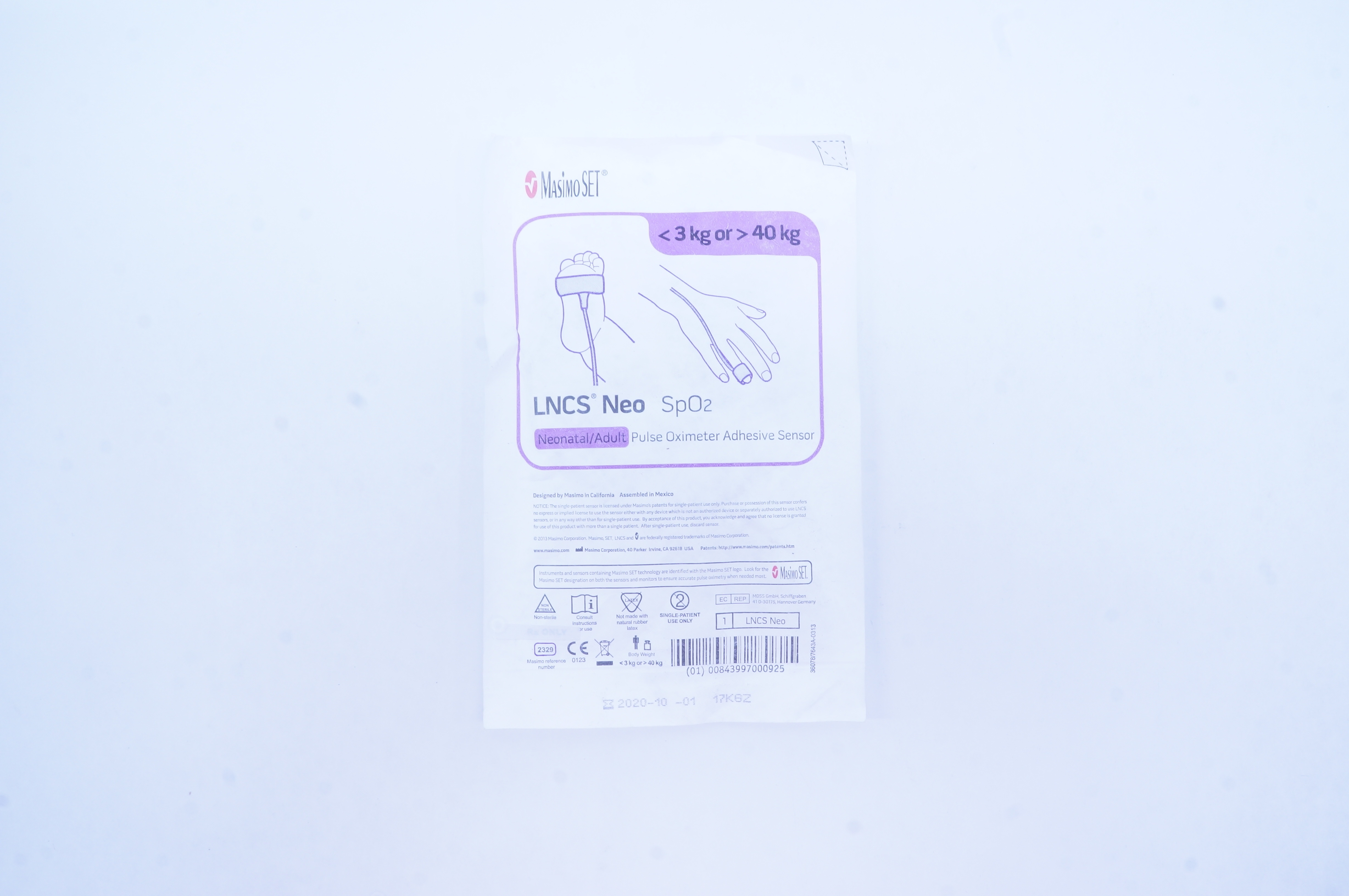 Masimo 2329 LNCS Neonatal/Adult Pulse Oximeter Adhesive Sensor <3kg or>40kg (x)