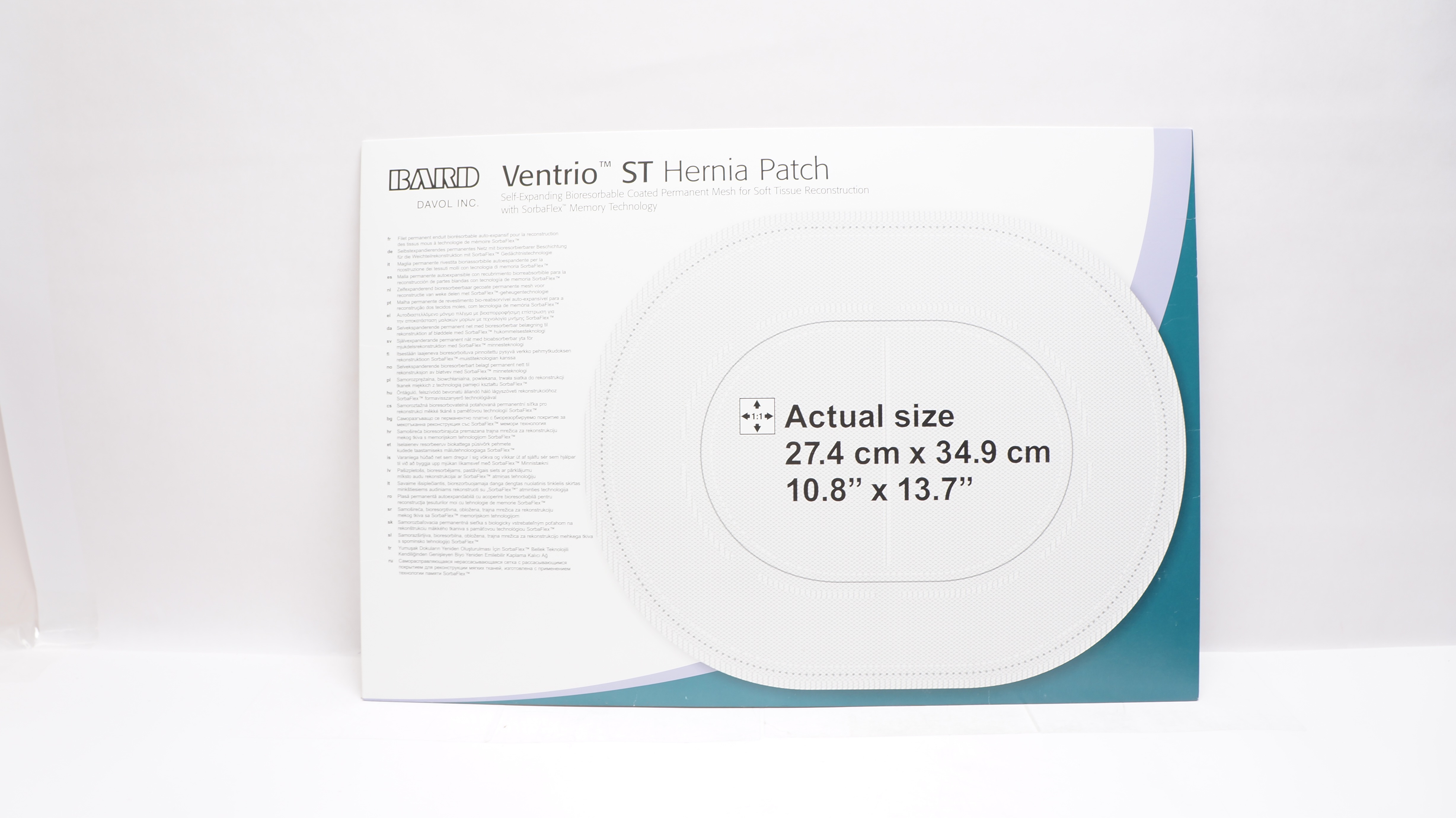 Bard 5950090 Ventrio ST Hernia Patch Oval 10.8inch x 13.7inch (x)
