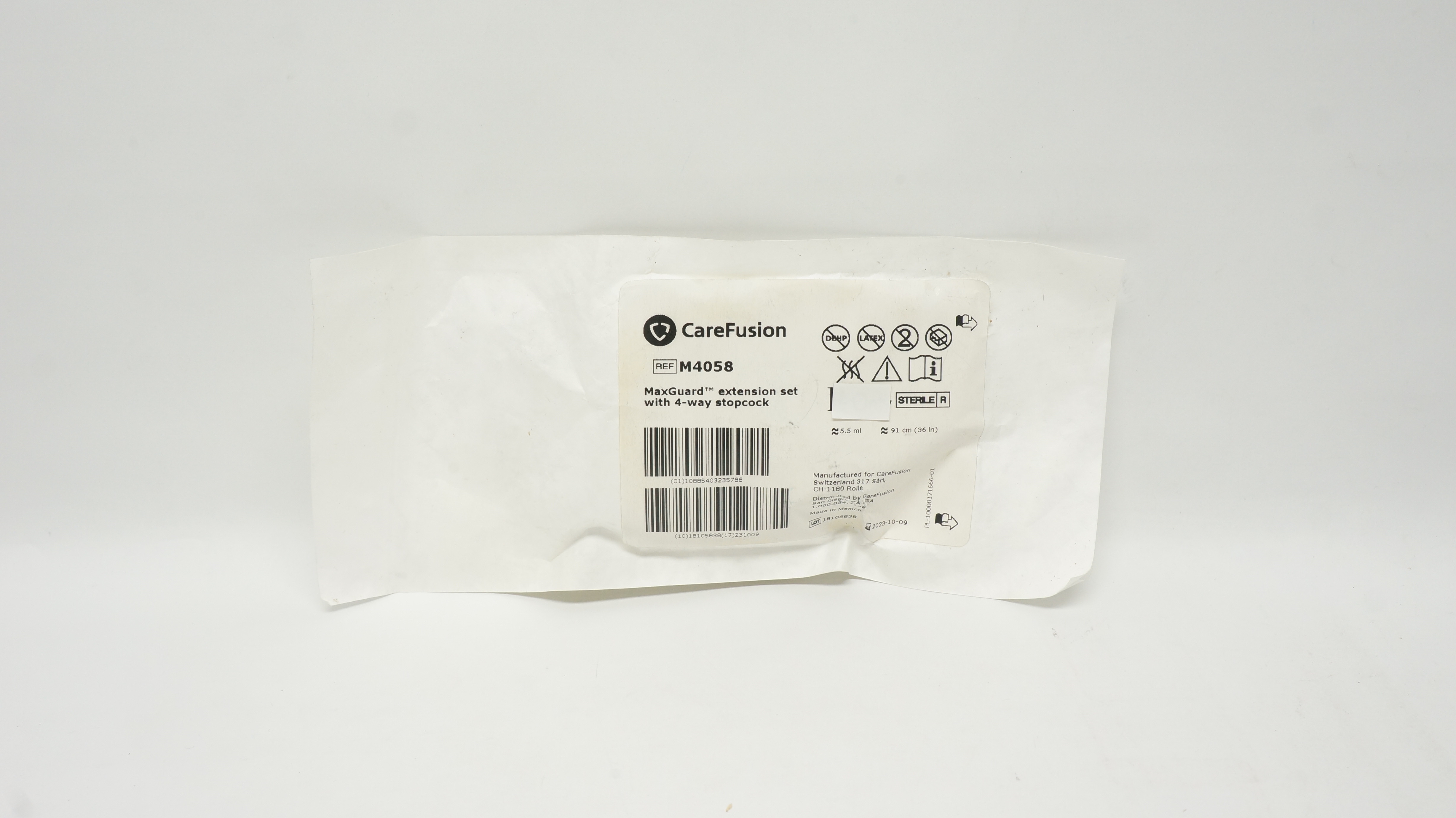 CareFusion M4058 MaxGuard Extension Set with 4-Way Stopcock 36inch x 5.5ml