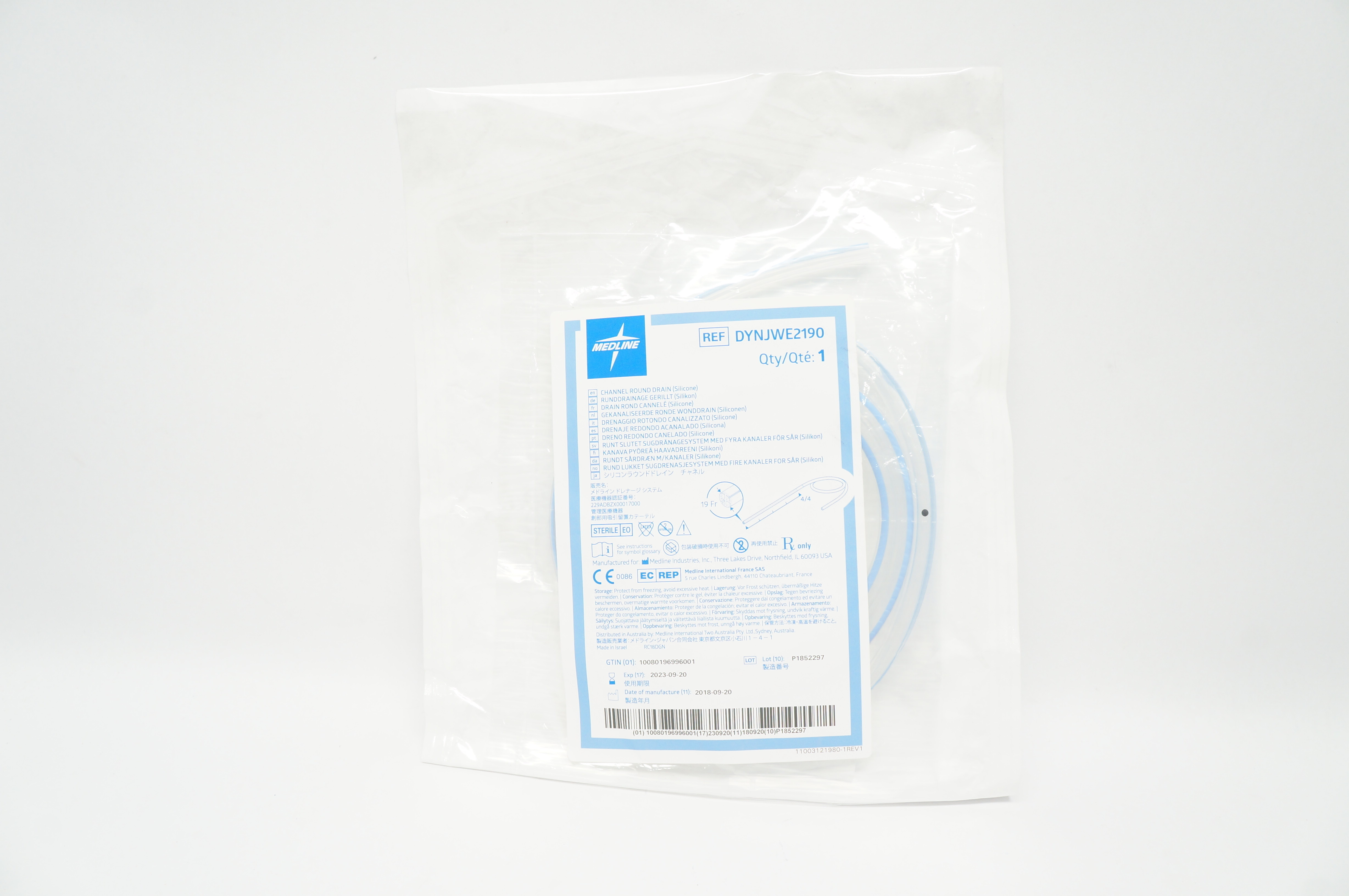 Medline DYNJWE2190 Channel Round Drain 19Fr.