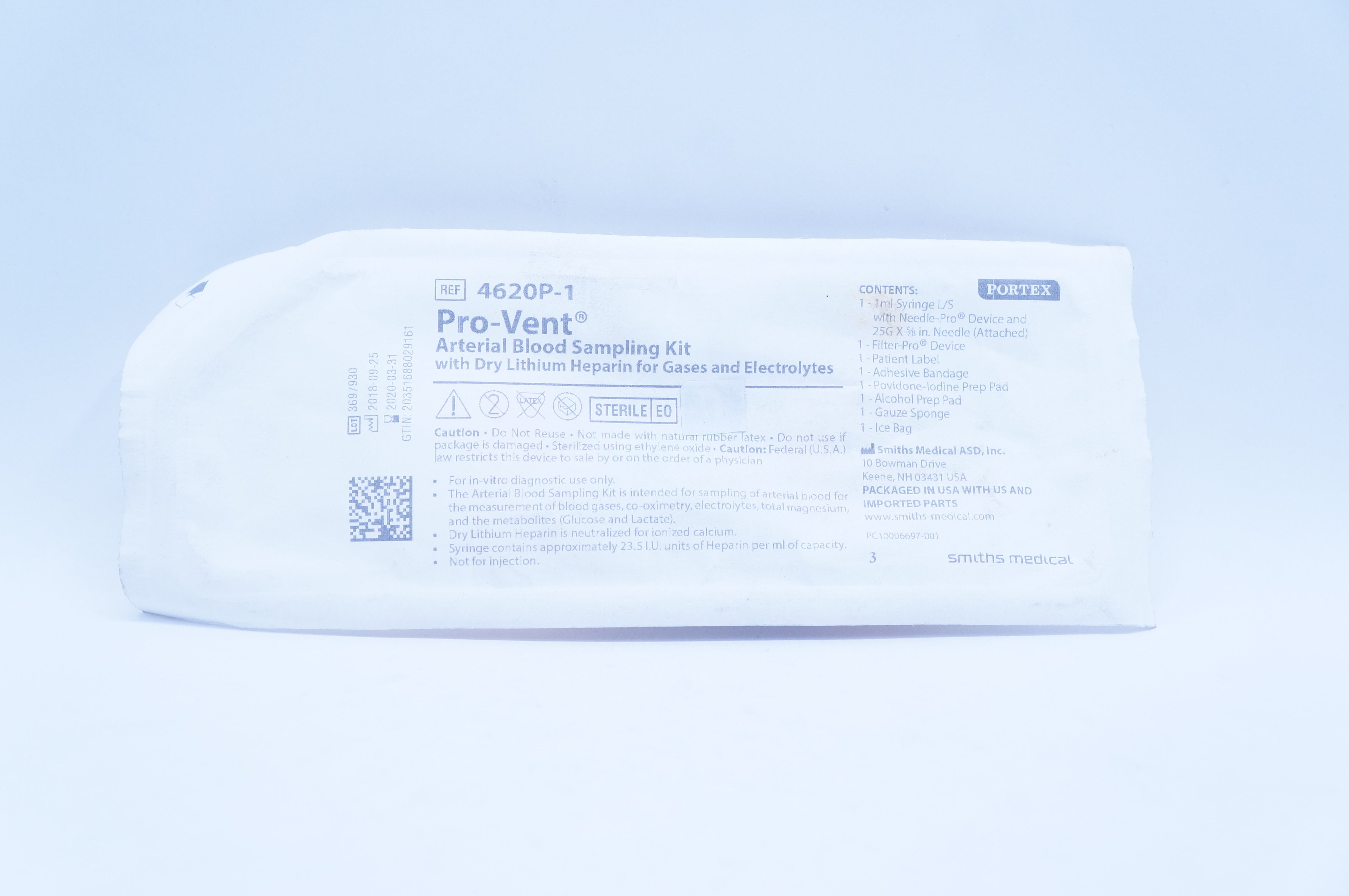 Smiths Medical 4620P-1 Portex Pro-Vent Arterial Blood Sampling Kit (x)