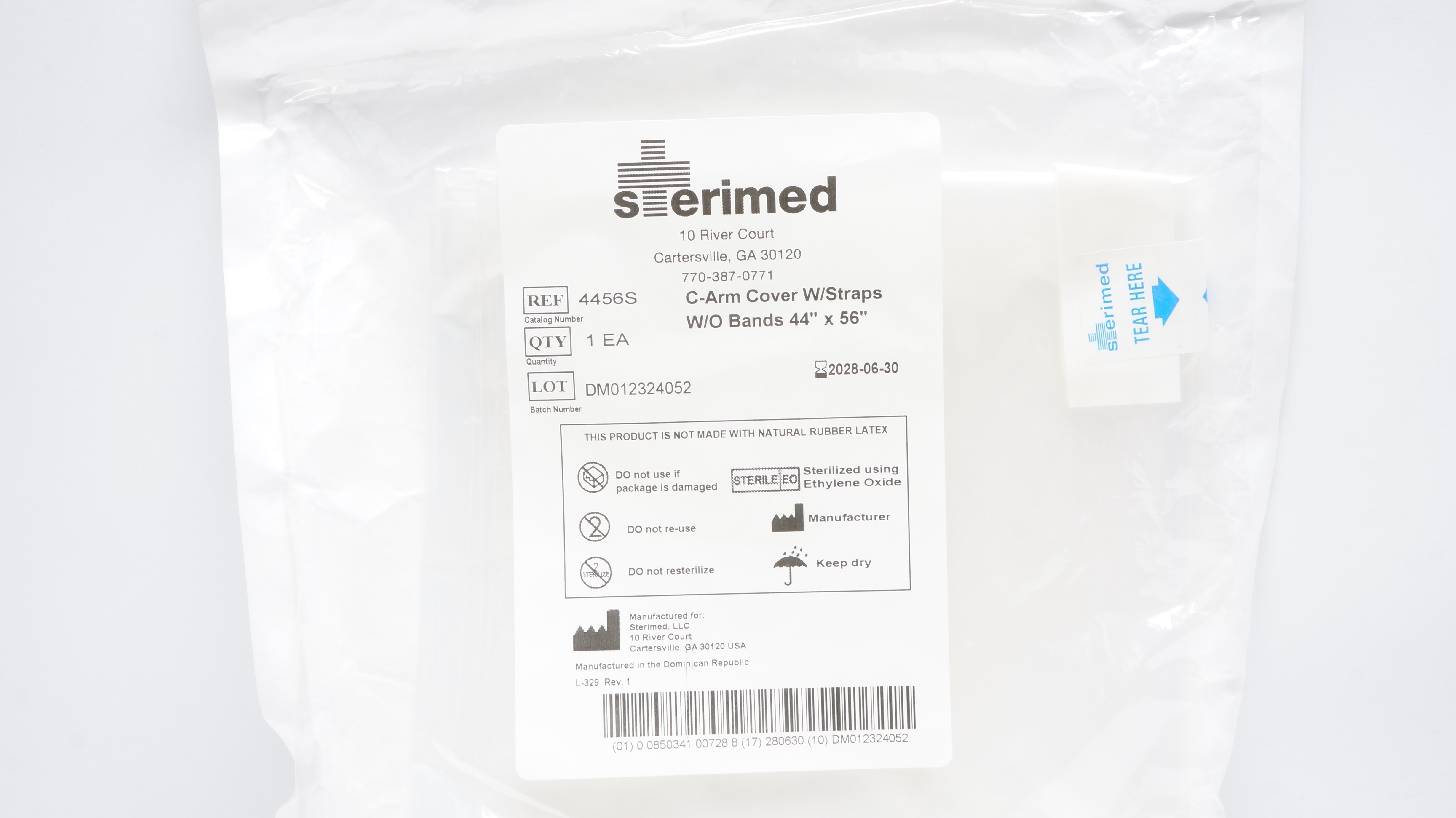 Sterimed 4456S C-Arm Cover W/Straps W/O Bands 44inch x 56inch