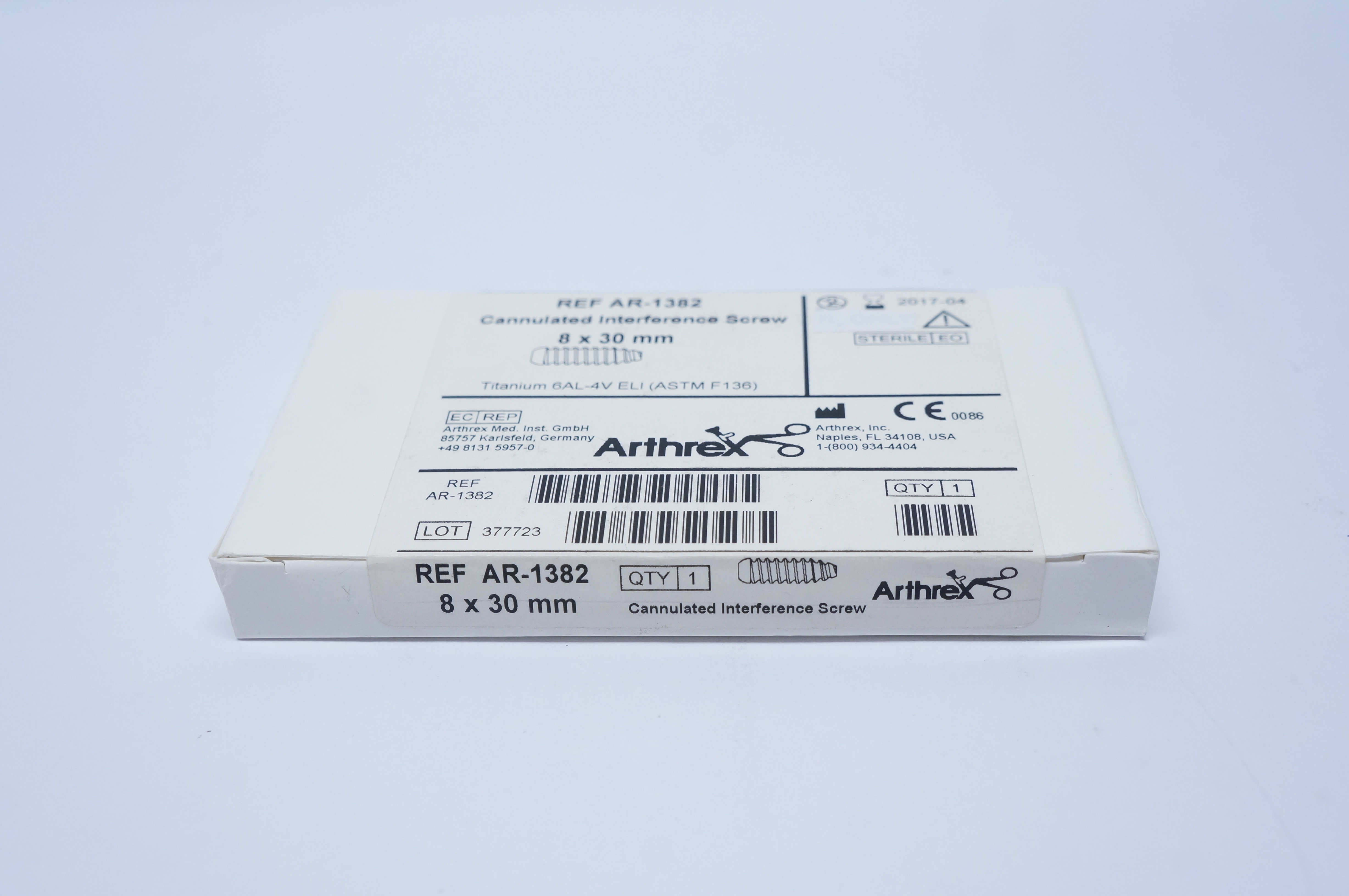 Arthrex AR-1382 Cannulated Interference Screw 8 x 30mm (x)