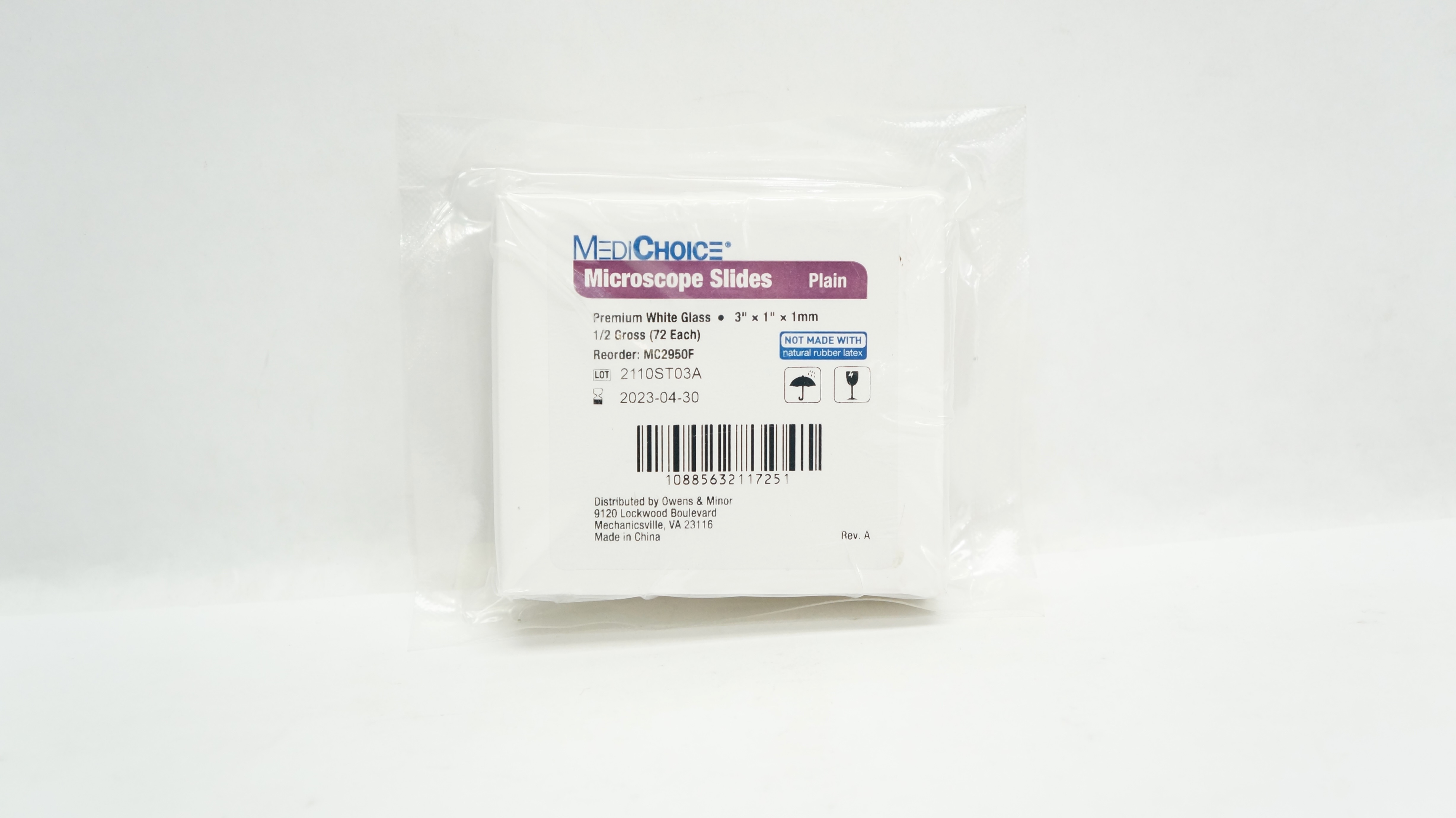 MediChoice MC2950F Microscope Slides Plain Premium White Glass 3x 1inch x 1mm(x)