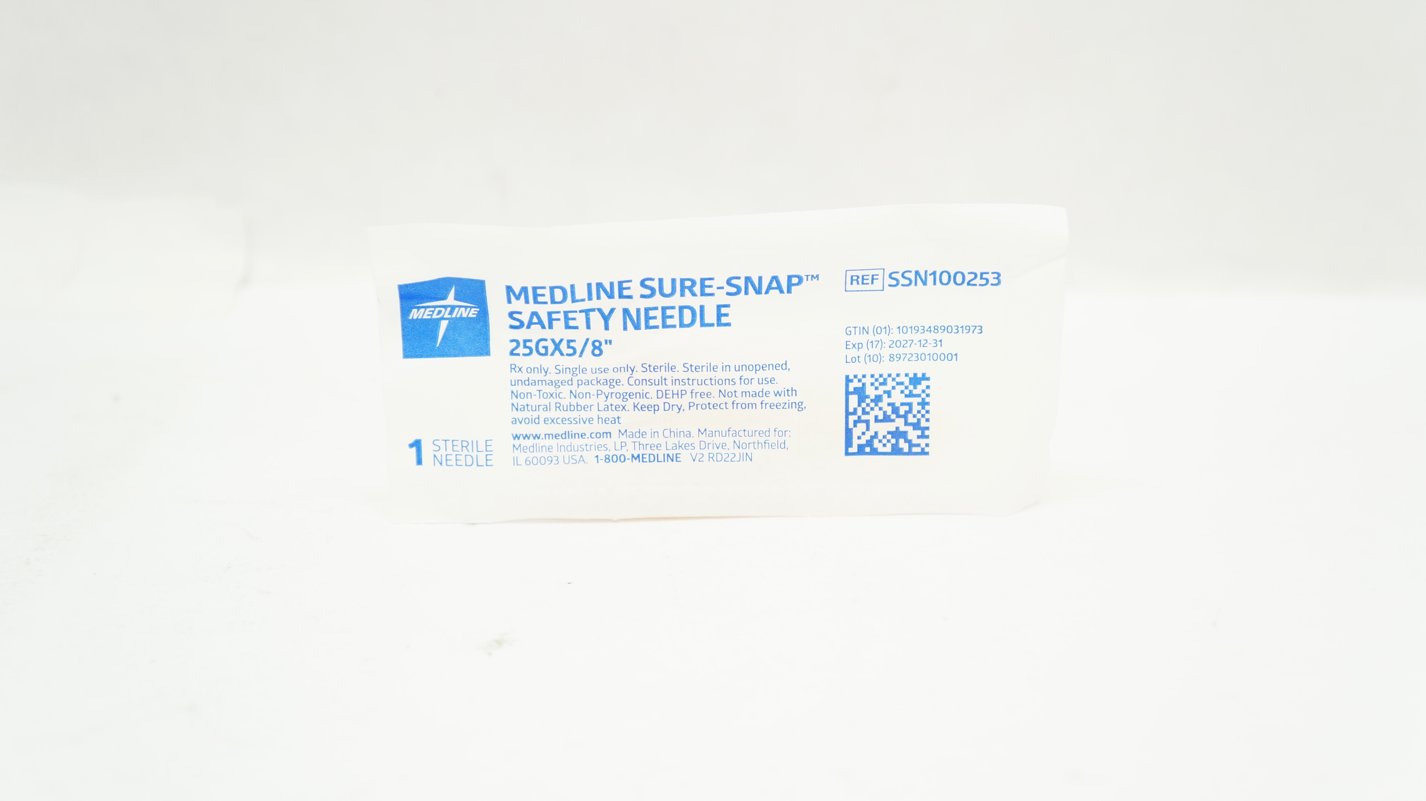 Medline SSN100253 Sure-Snap Safety Ndle 25G x 5/8