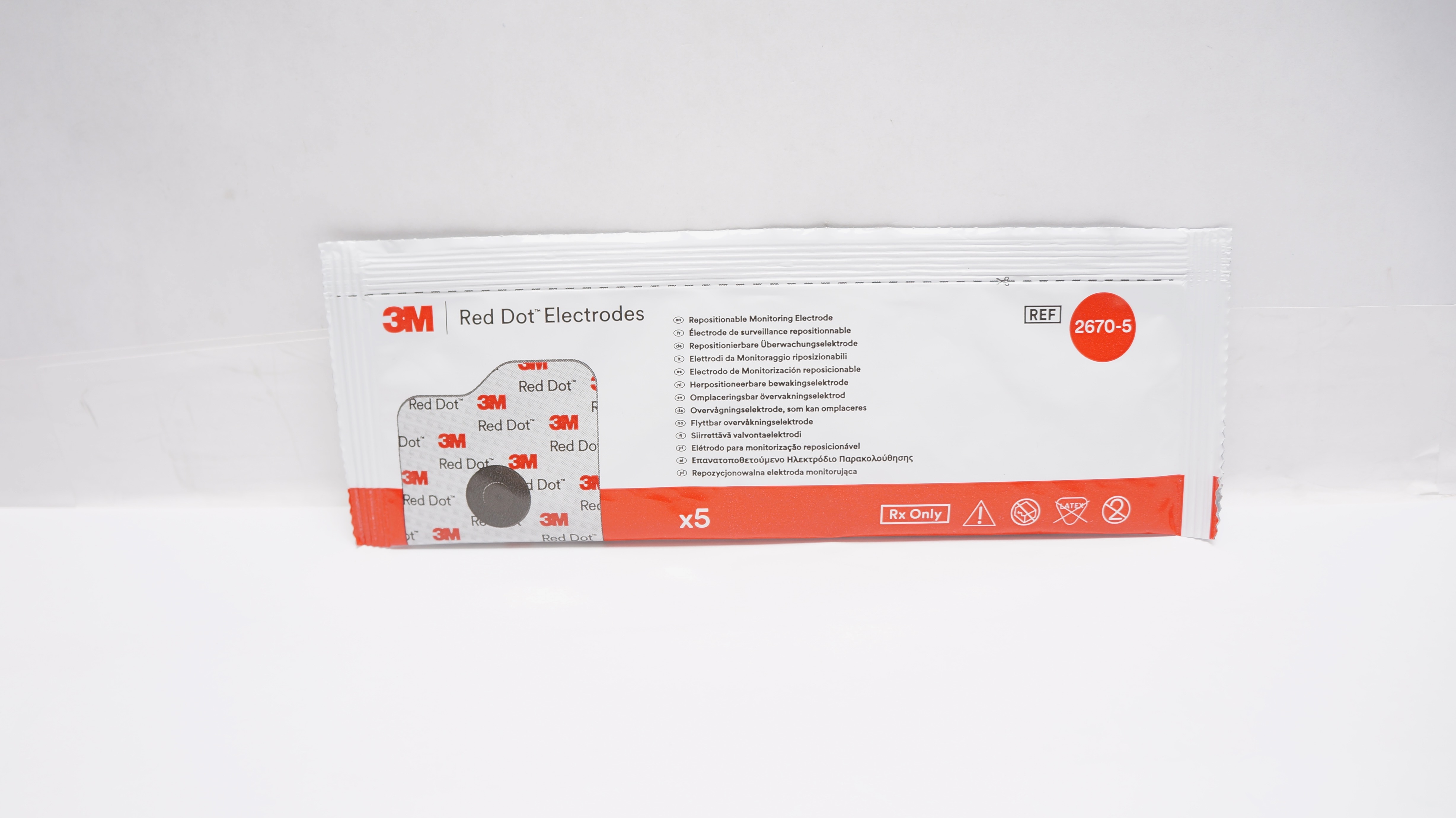 3M 2670-5 Red Dot Electrodes Repositionable Monitoring Electrode (x) - Pack of 5