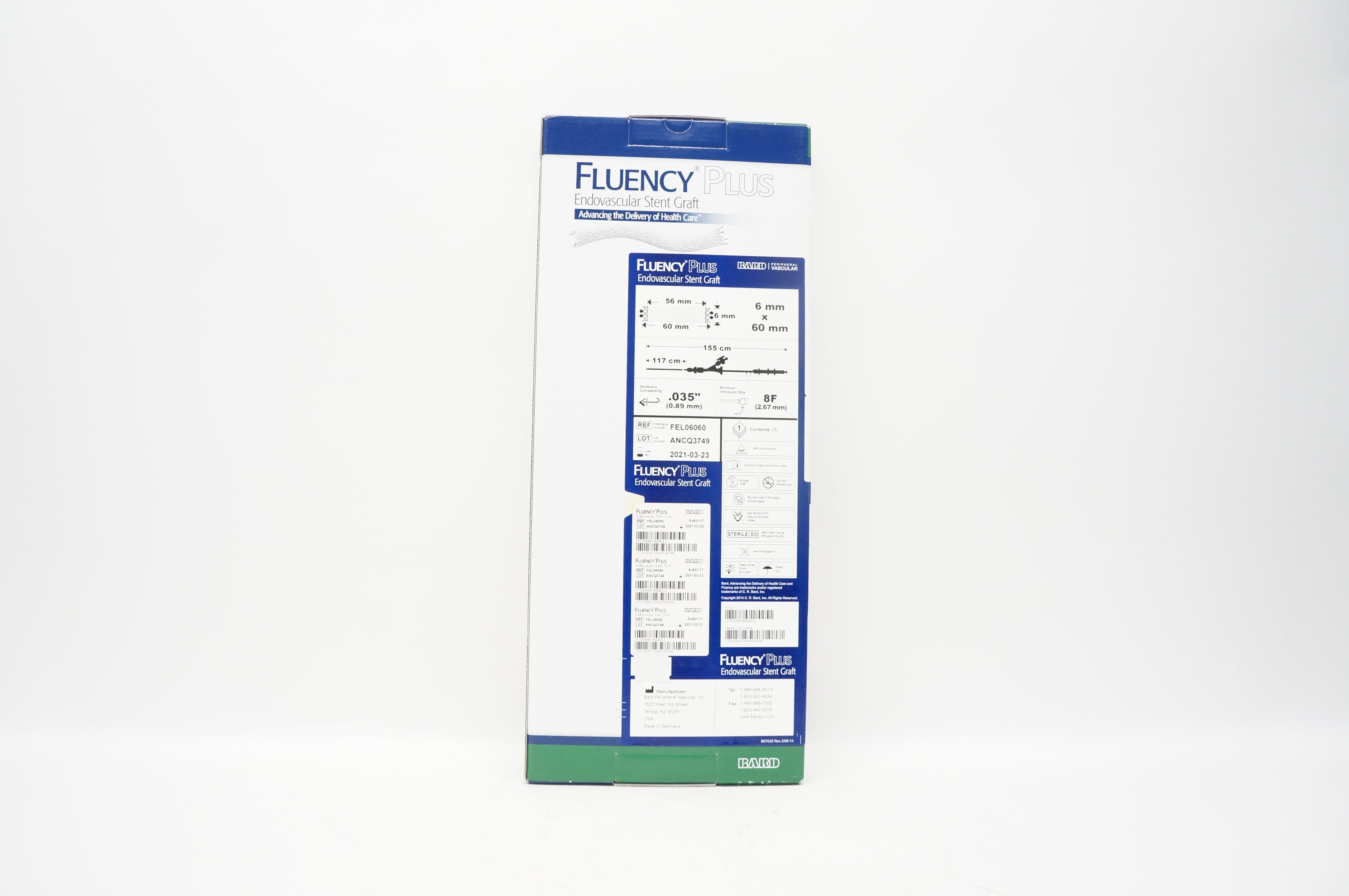 Bard FEL06060 Fluency Plus Endovascular Stnt Graft 6 x 60mmx117cmx8Fx.035inch(x)