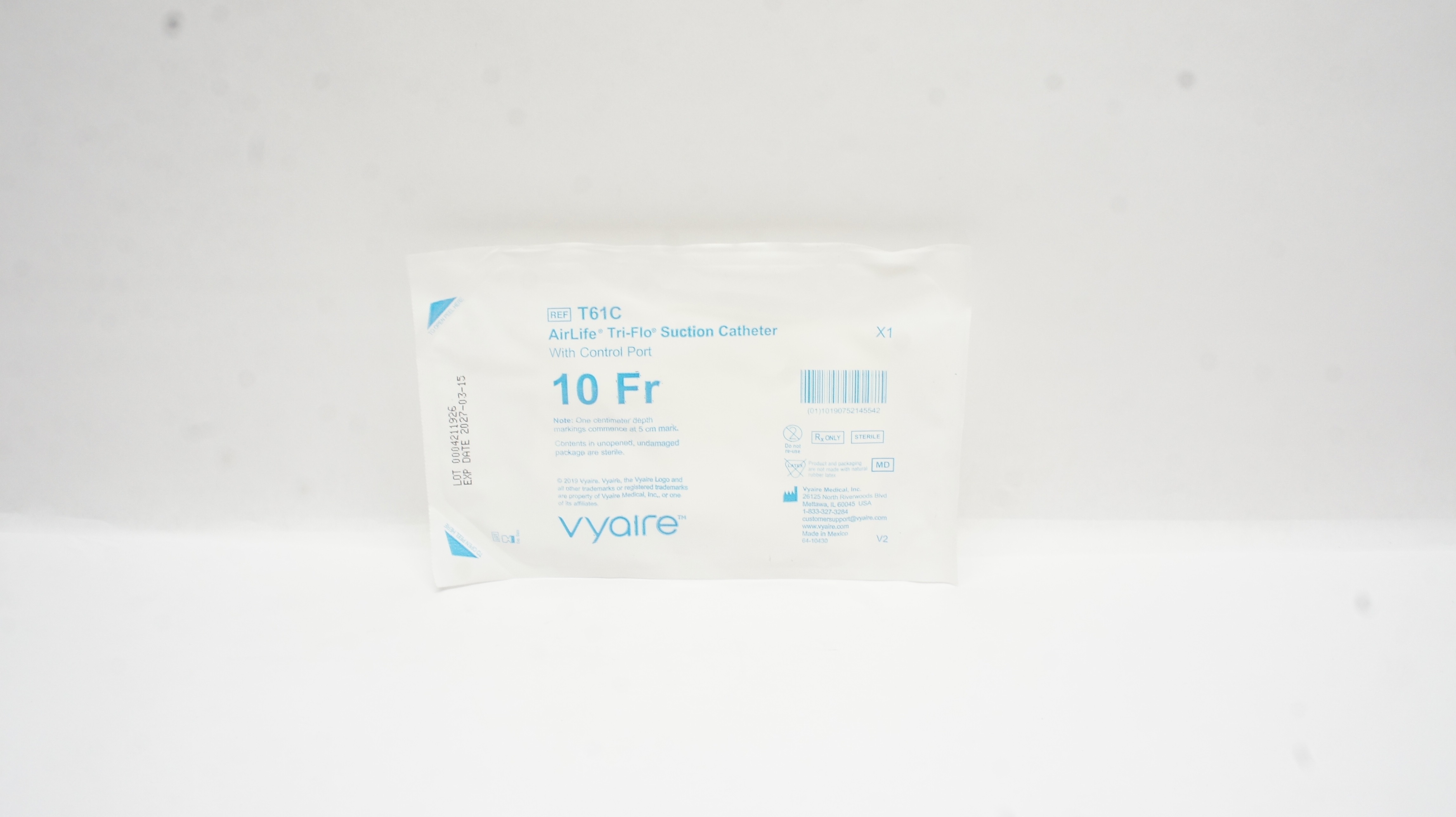 Vyaire T61C Airlife Tri-Flo Suction Cath. w/Control Port 10Fr