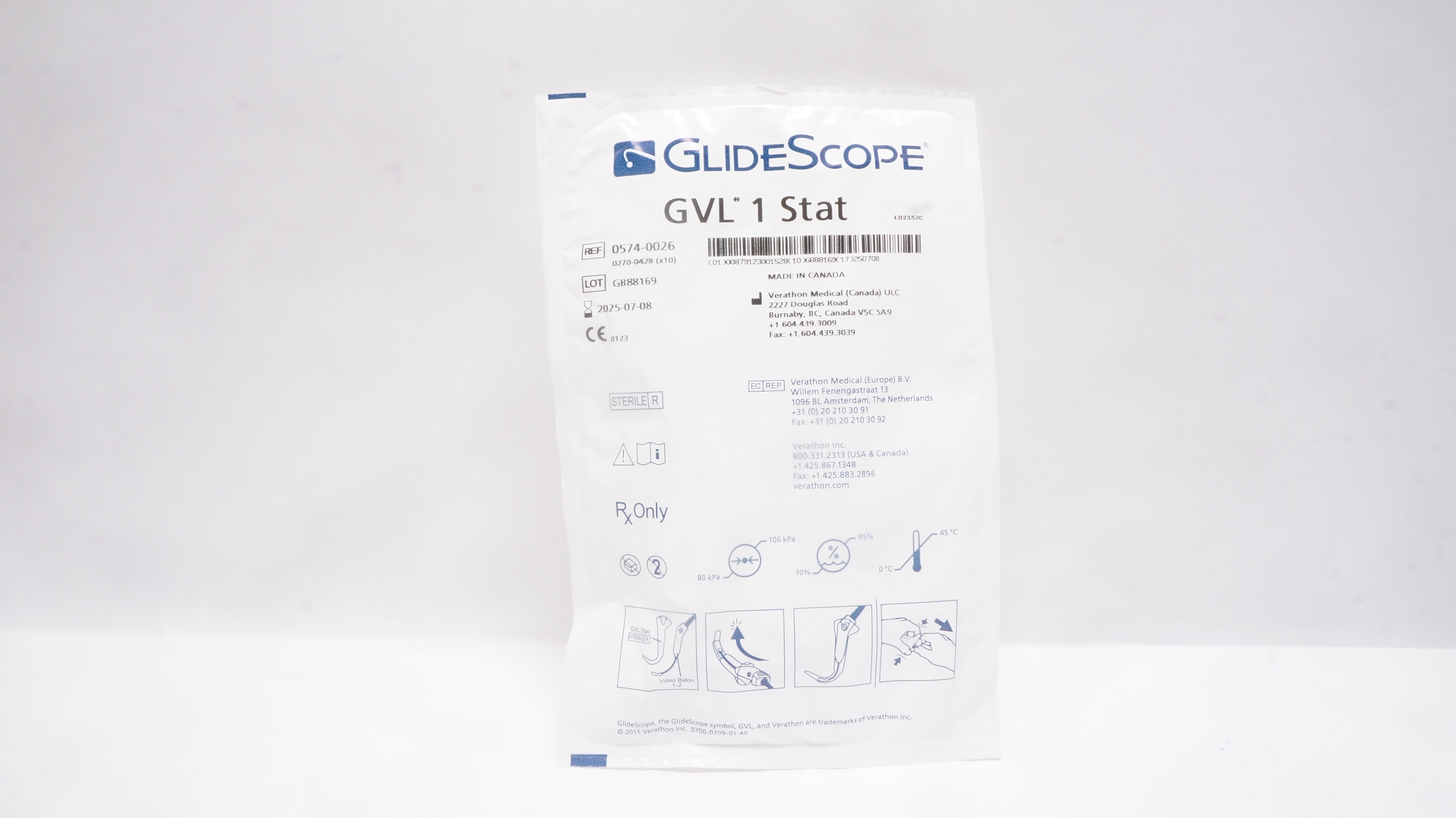 Verathon Medical 0574-0026 GlideScope GVL 1 Stat