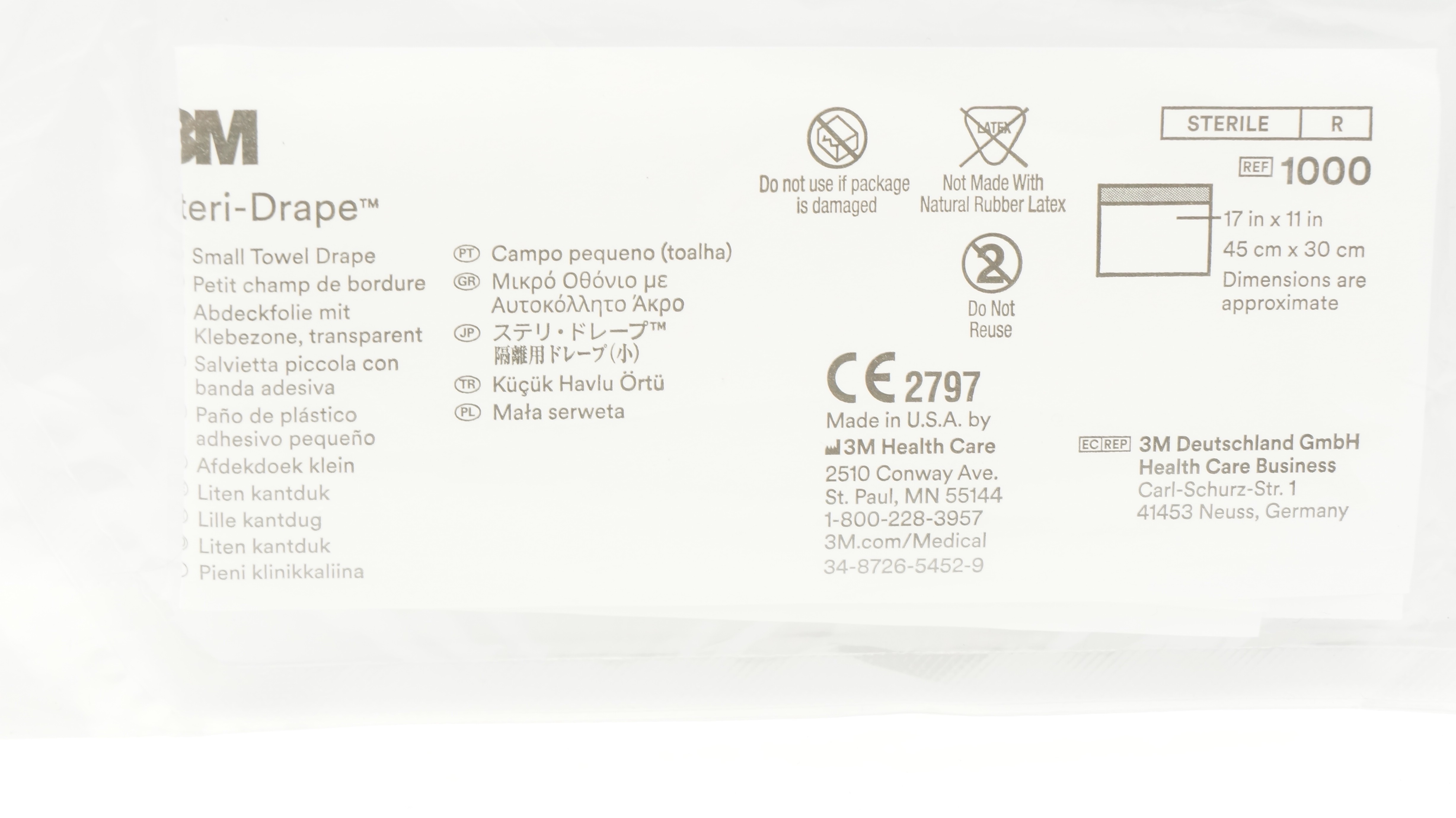 3M 1000 Steri-Drape Small Towel Drape 17 inch x 11 inch Approx.