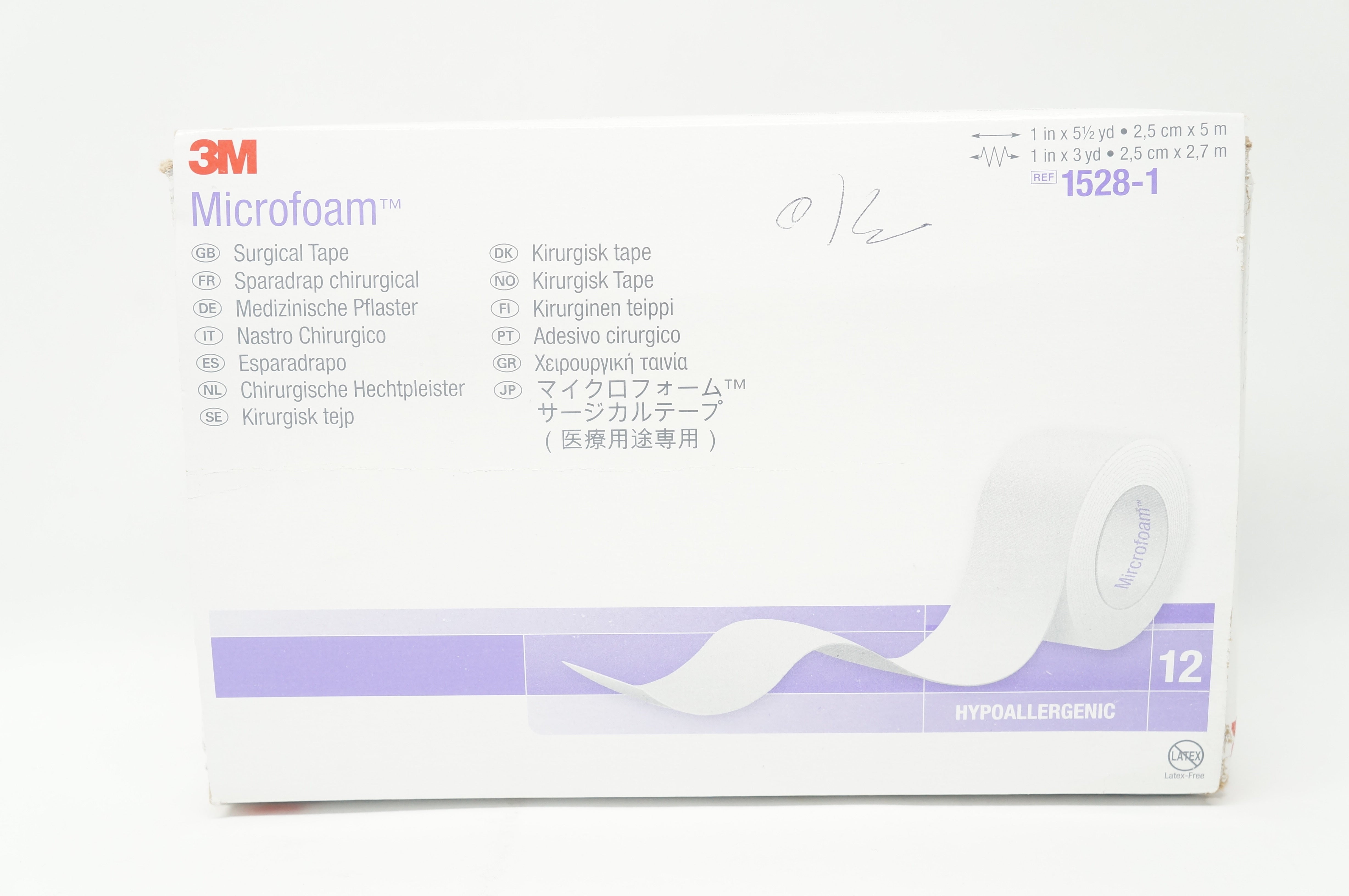 3M 1528-1 Microfoam Surgical Tape 1inch x 5-1/2yd. - Box of 12 (x)