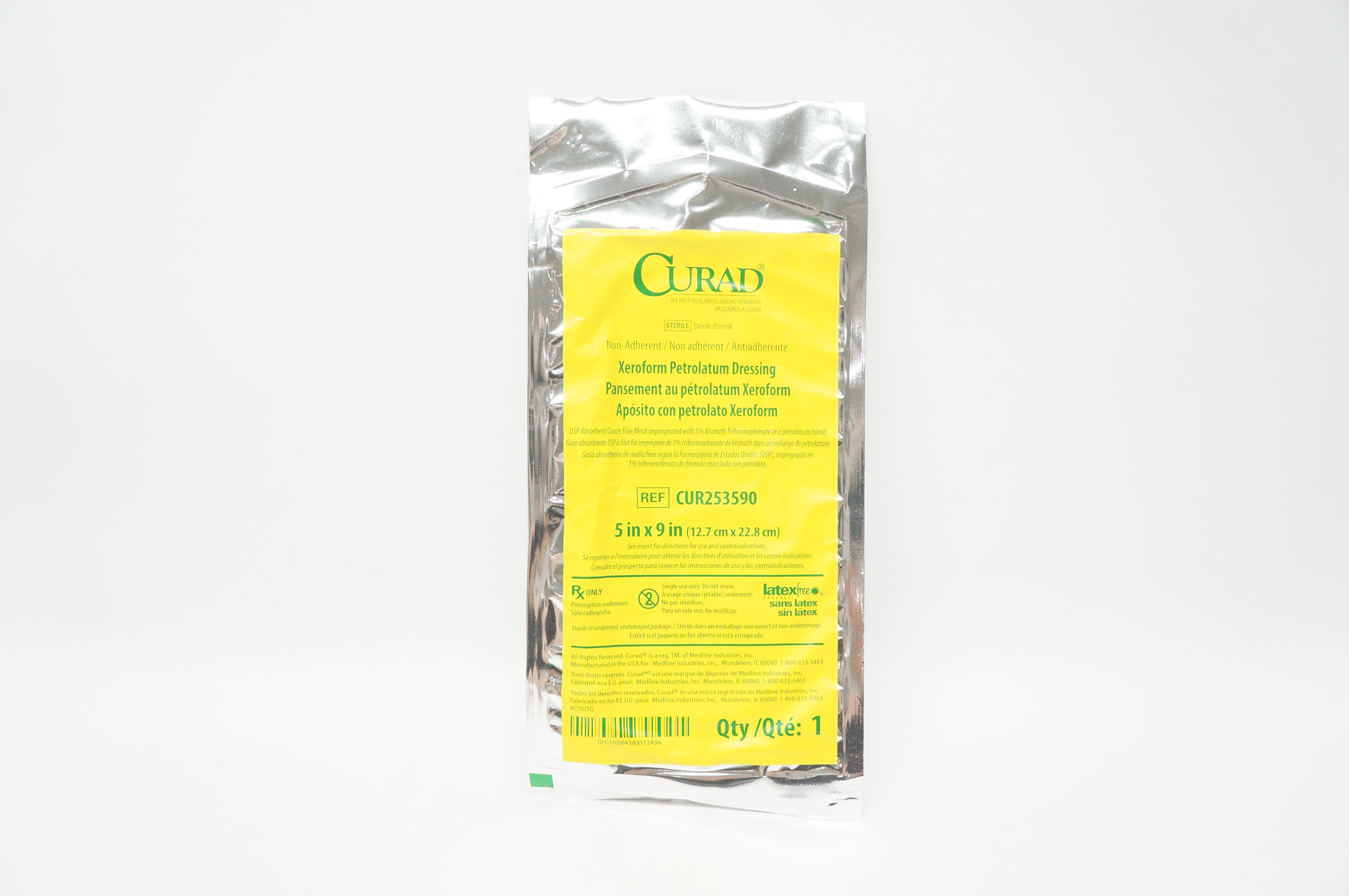 Medline CUR253590 Curad Xeroform Petrolatum Dressing 5 inch x 9 inch (x)