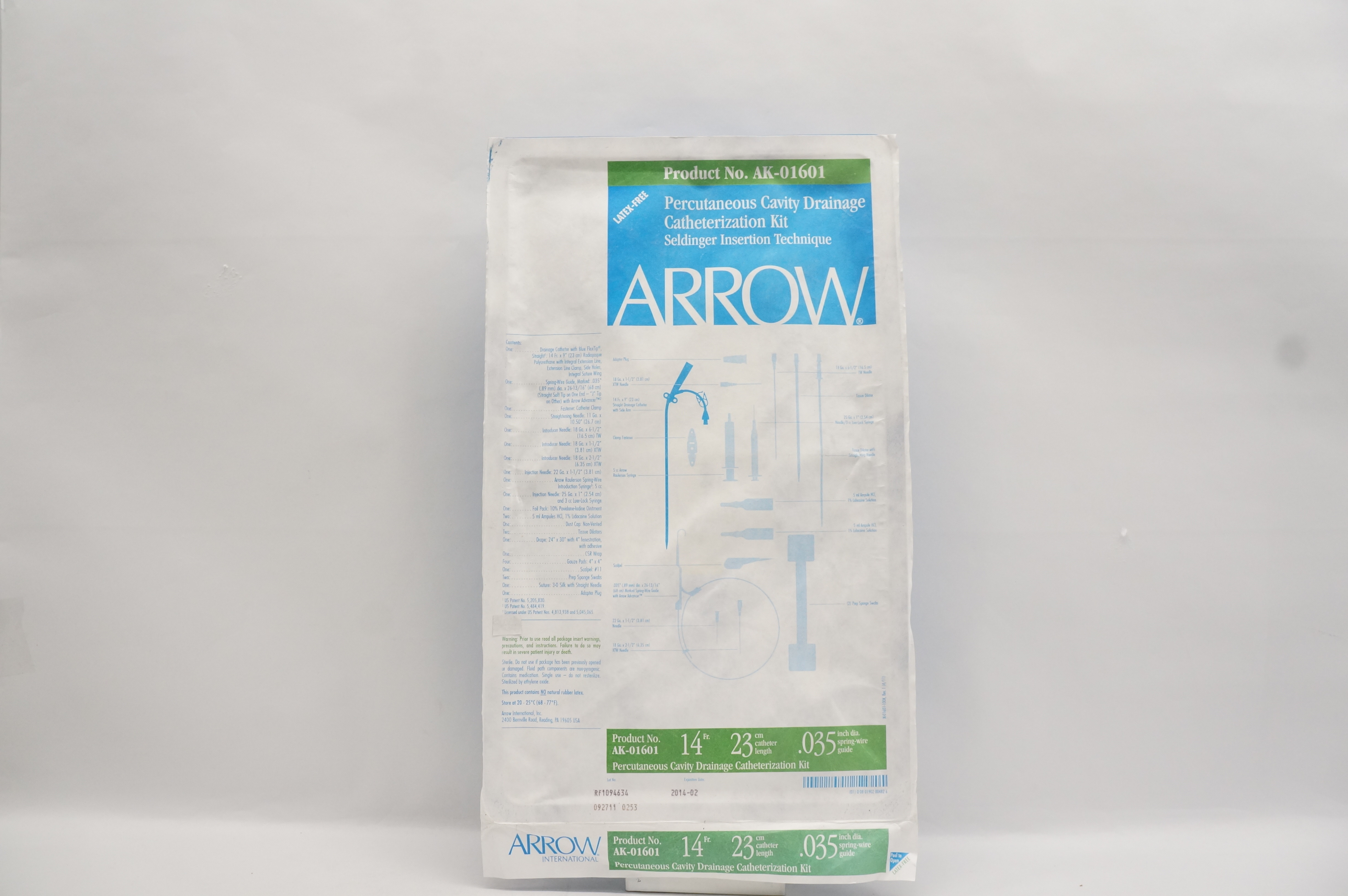 Arrow AK-01601 Percutaneous Cavity Drainage Catheterization Kit 14Fr. x 23cm (x)