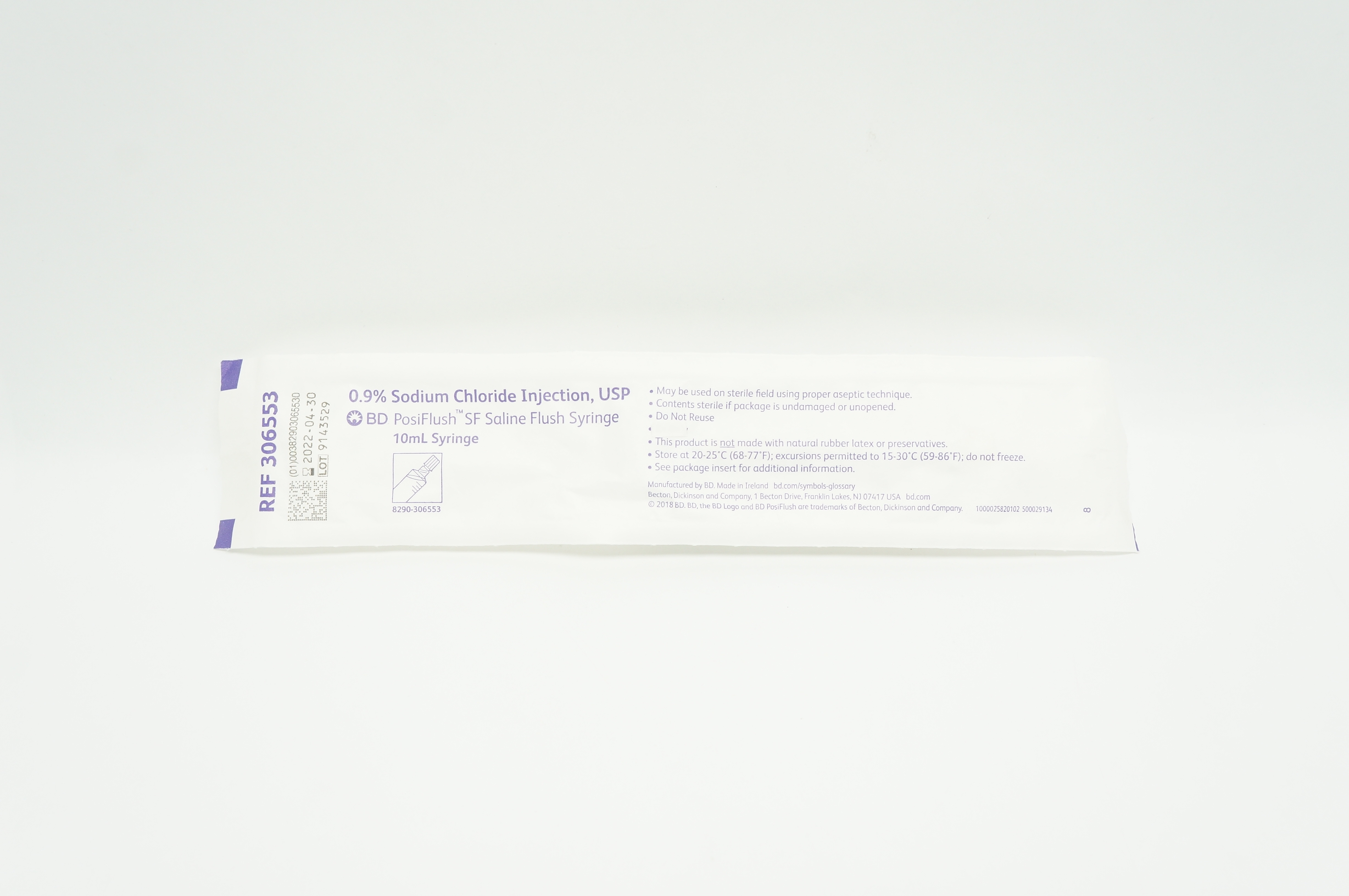 BD 306553 PosiFlush 0.9% Sodium Chloride Injection USP Saline Flush Syringe 10ml