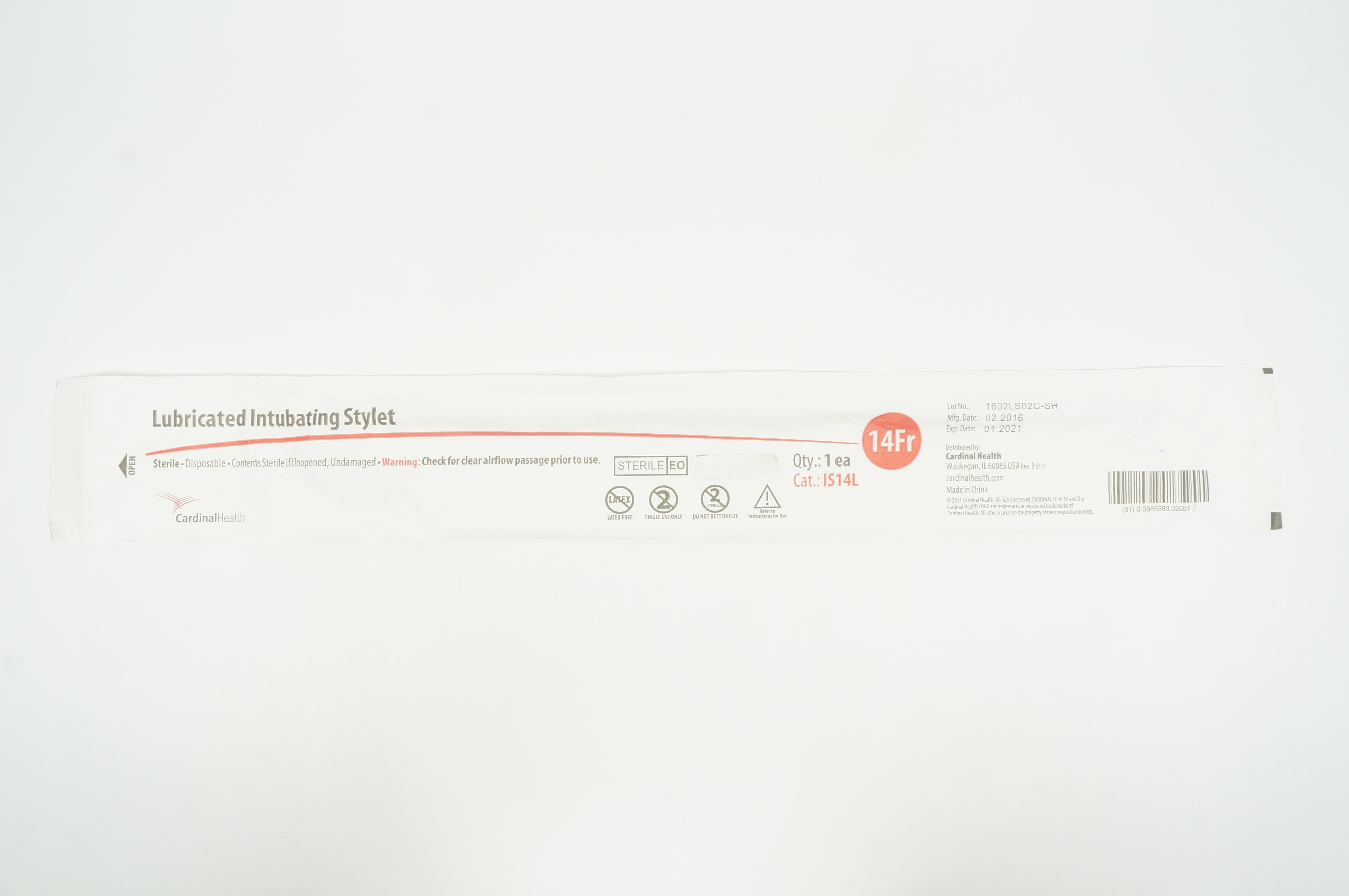 Cardinal Health IS14L Lubricated Intubating Stylet 14Fr (x)