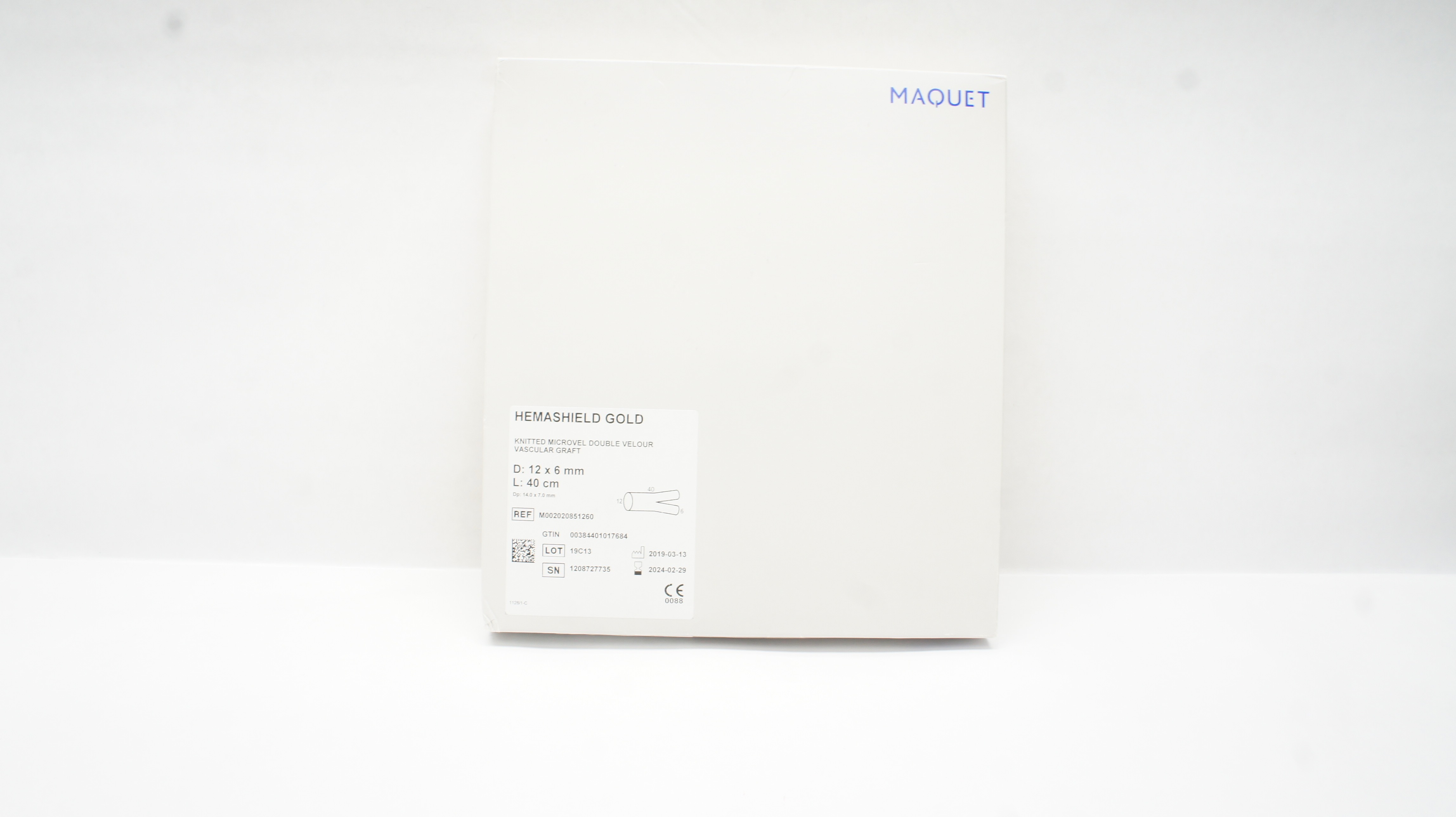 Maquet M002020851260 Hemashield Gold Knitted Microvel Vascular Graft 12x6mm (x)