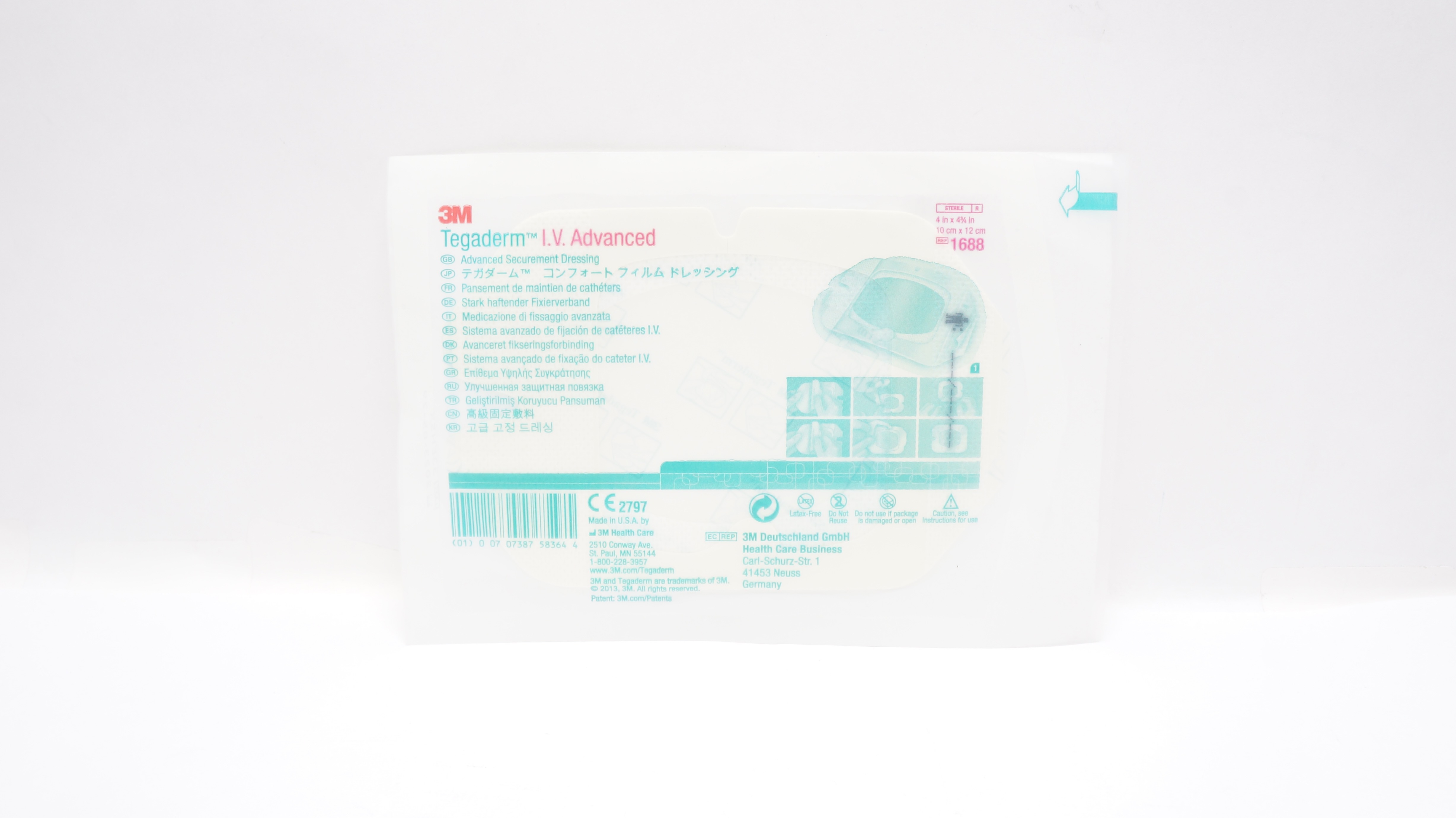 3M 1688 Tegaderm I. V. Advanced Securement Dressing 4inch x 4-3/4inch (x)