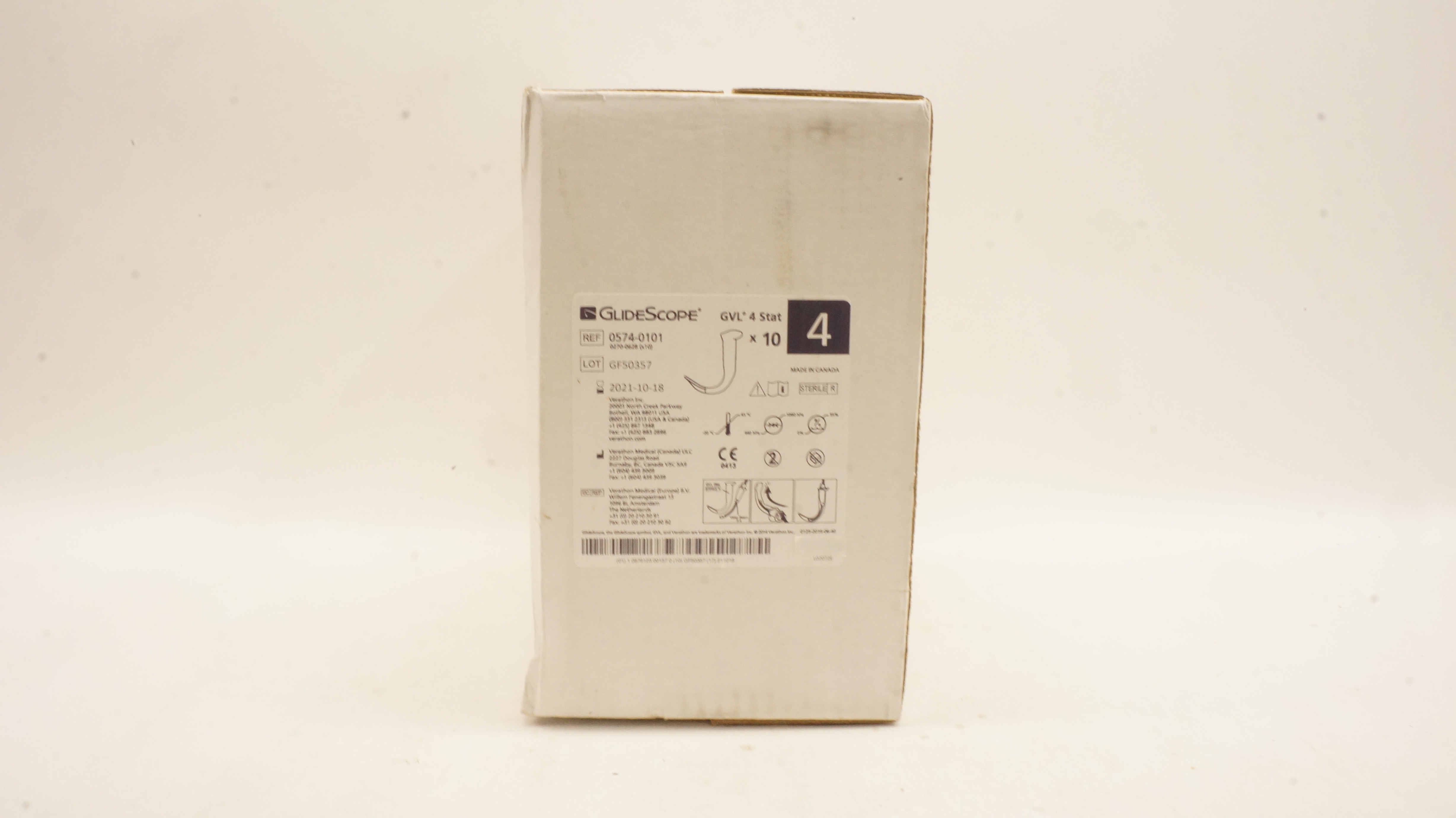 Glide Scope 0574-0101 Laryngoscope GVL 4 Stat - Box of 10