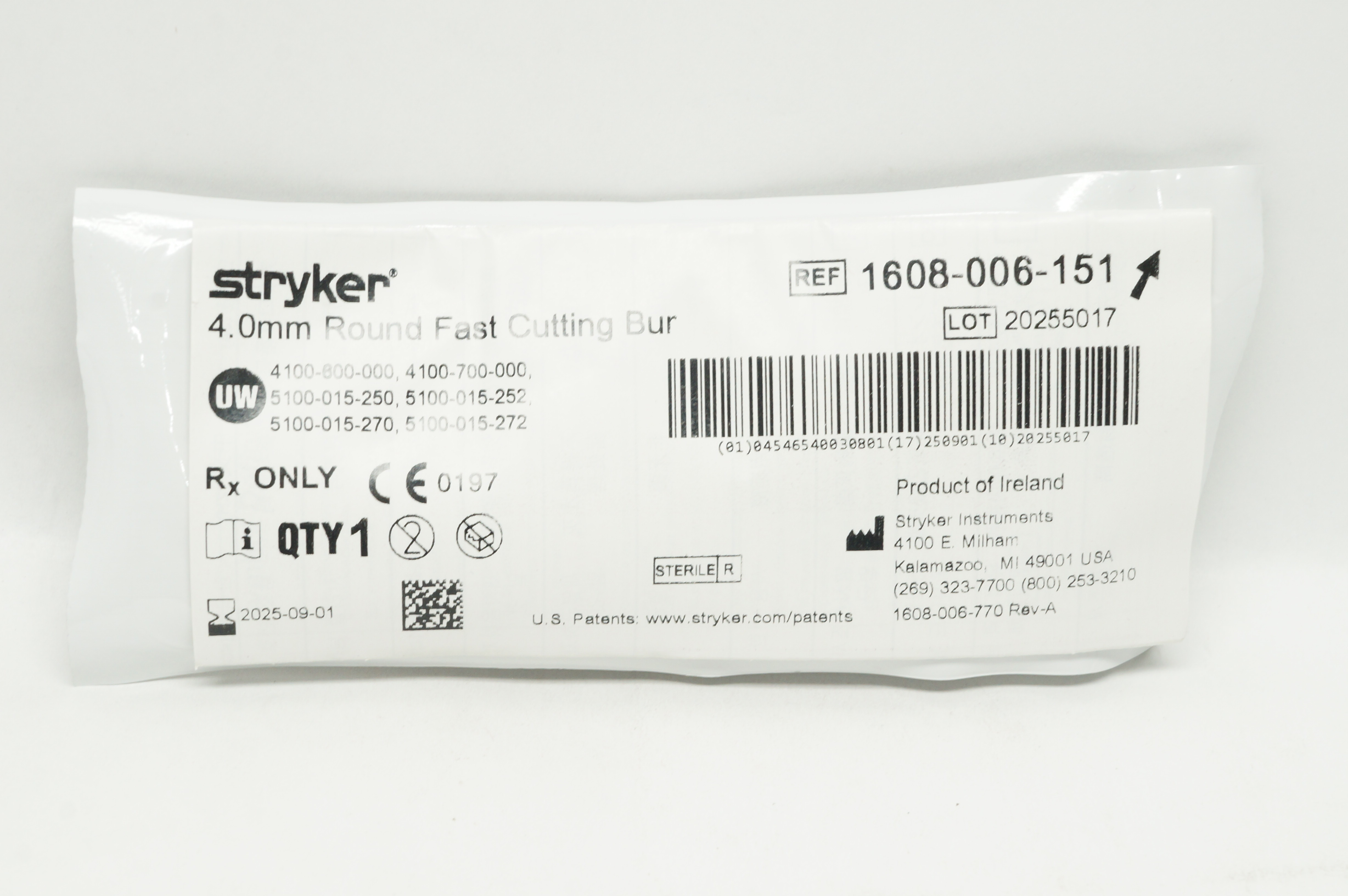 Stryker 1608-006-151 4.0mm Round Fast Cutting Bur