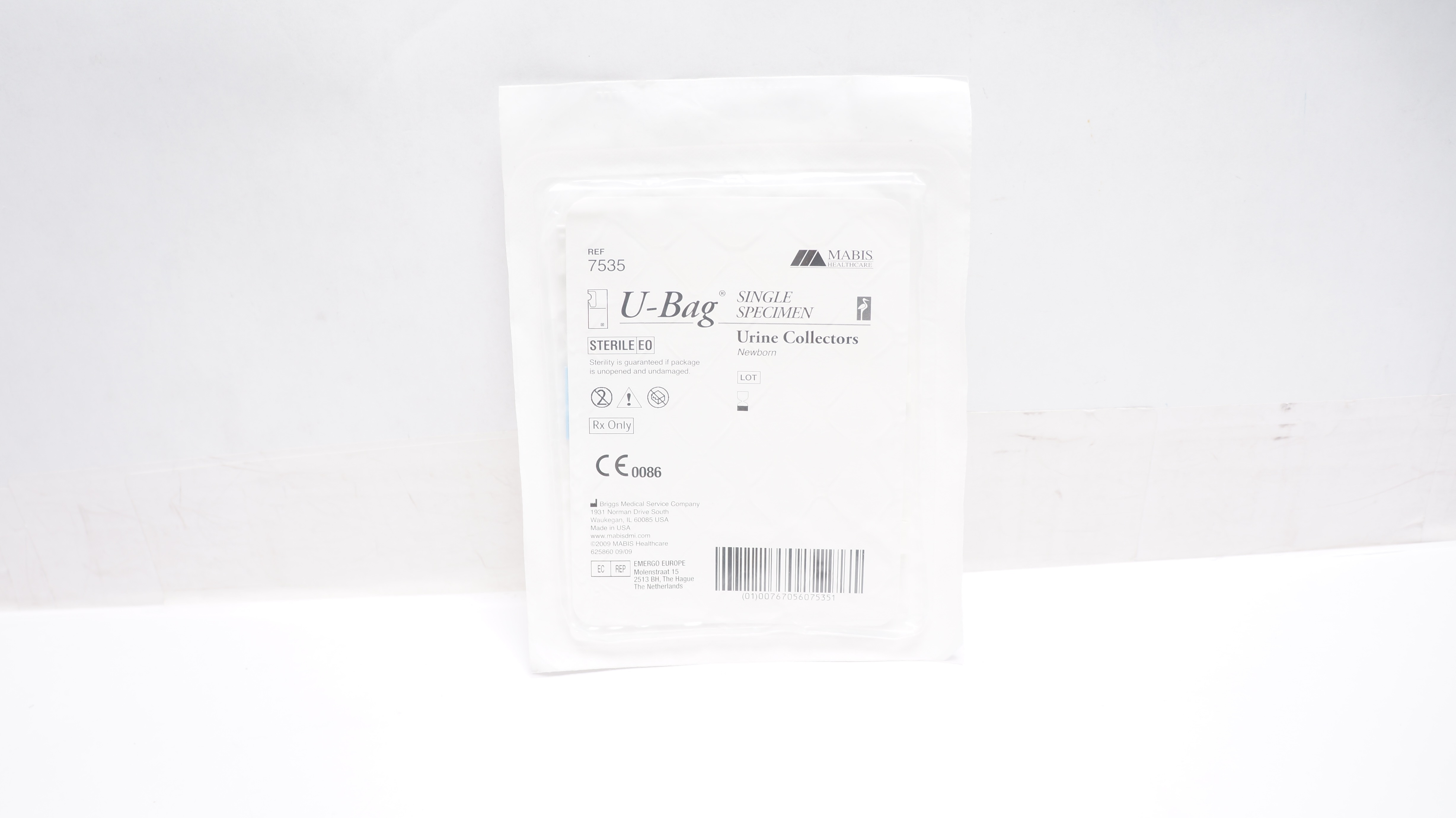 Briggs 7535 Mabis Healthcare U-Bag Single Specimen Newborn Urine Collectors (x)