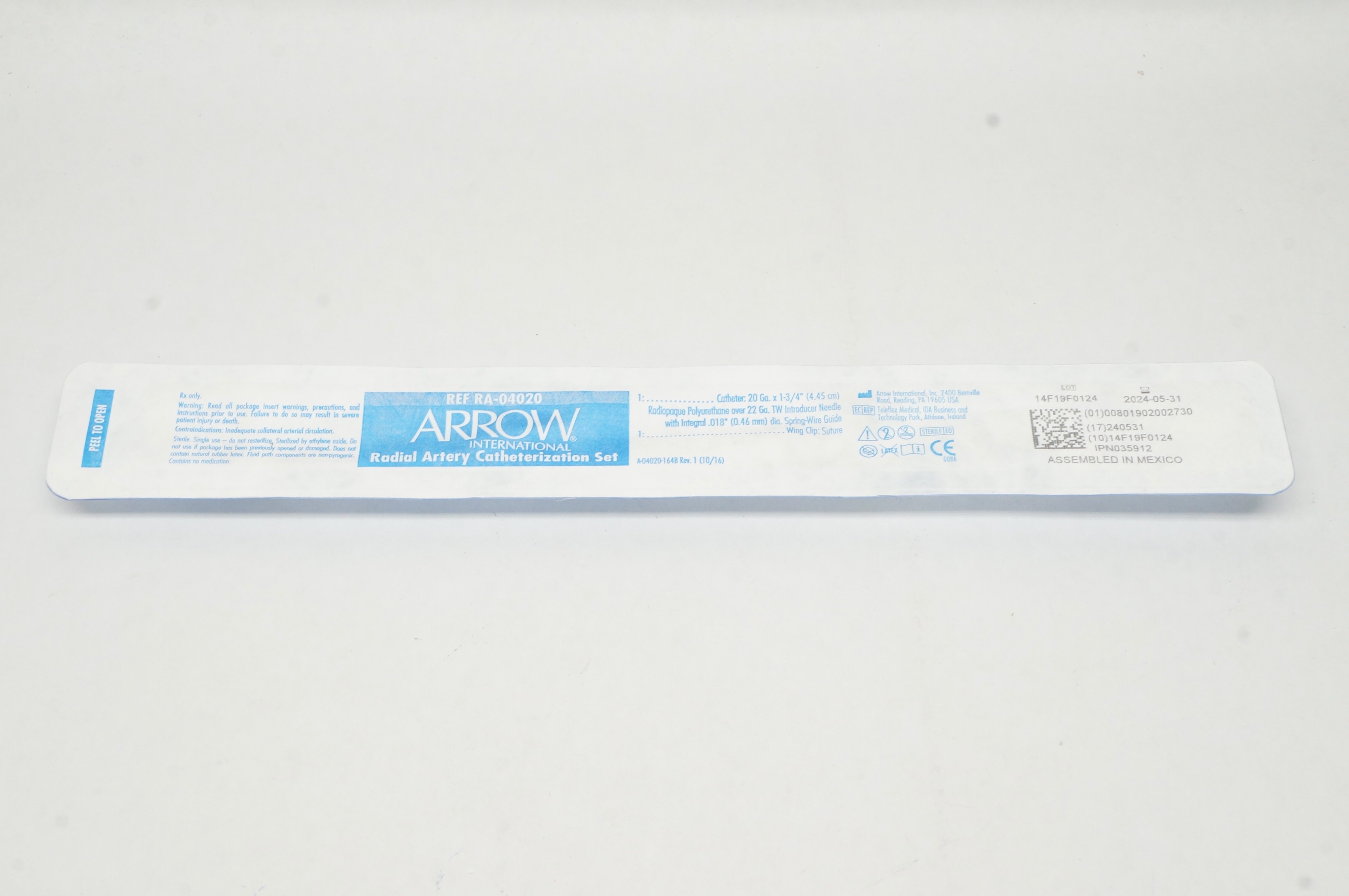 Arrow RA-04020 Radial Artery Cath. Set 20Ga x 1-3/4inch