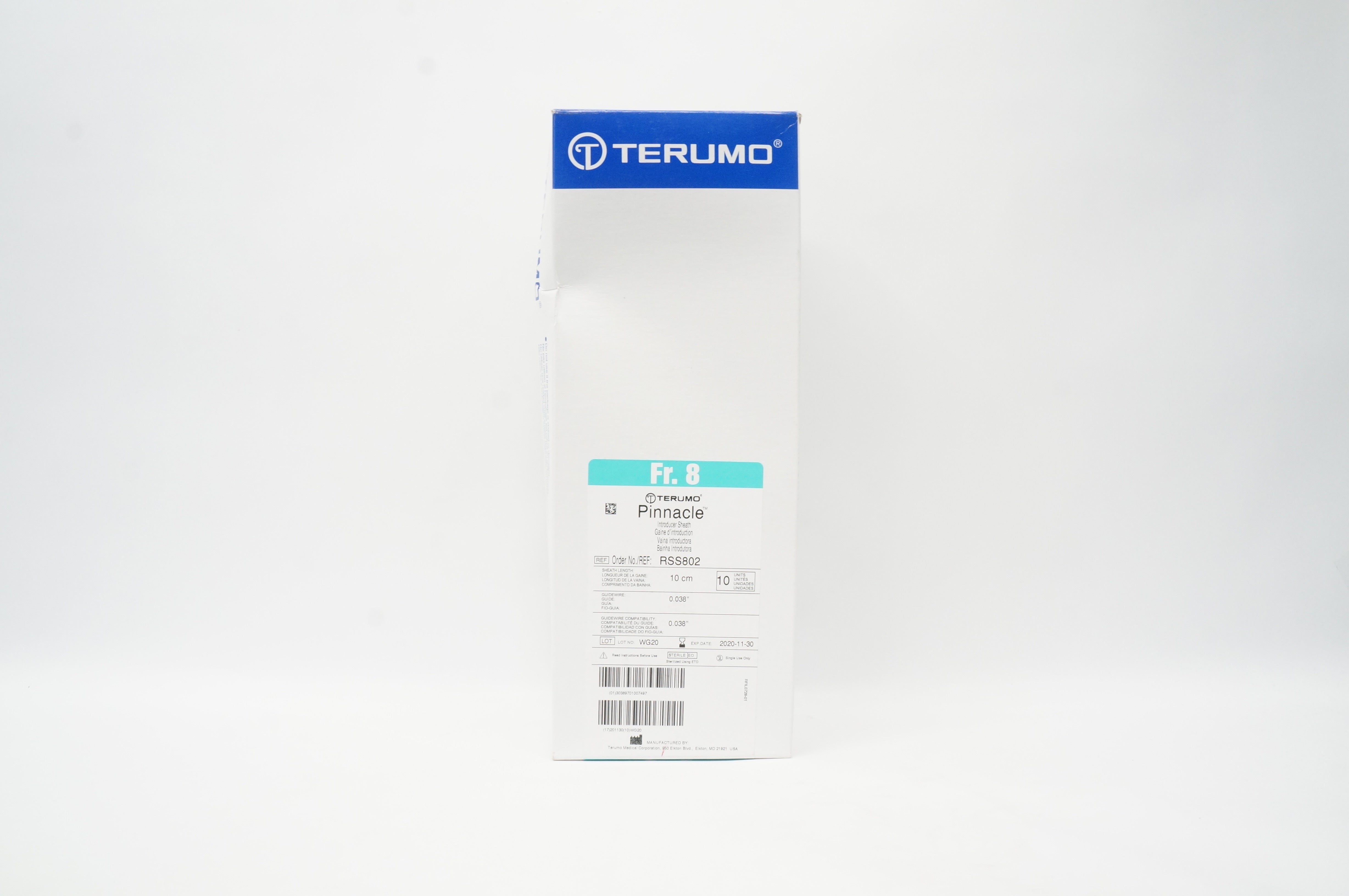 Terumo RSS802 Pinnacle Introducer Sheath 8Fr x 10cm (x) - Box of 4