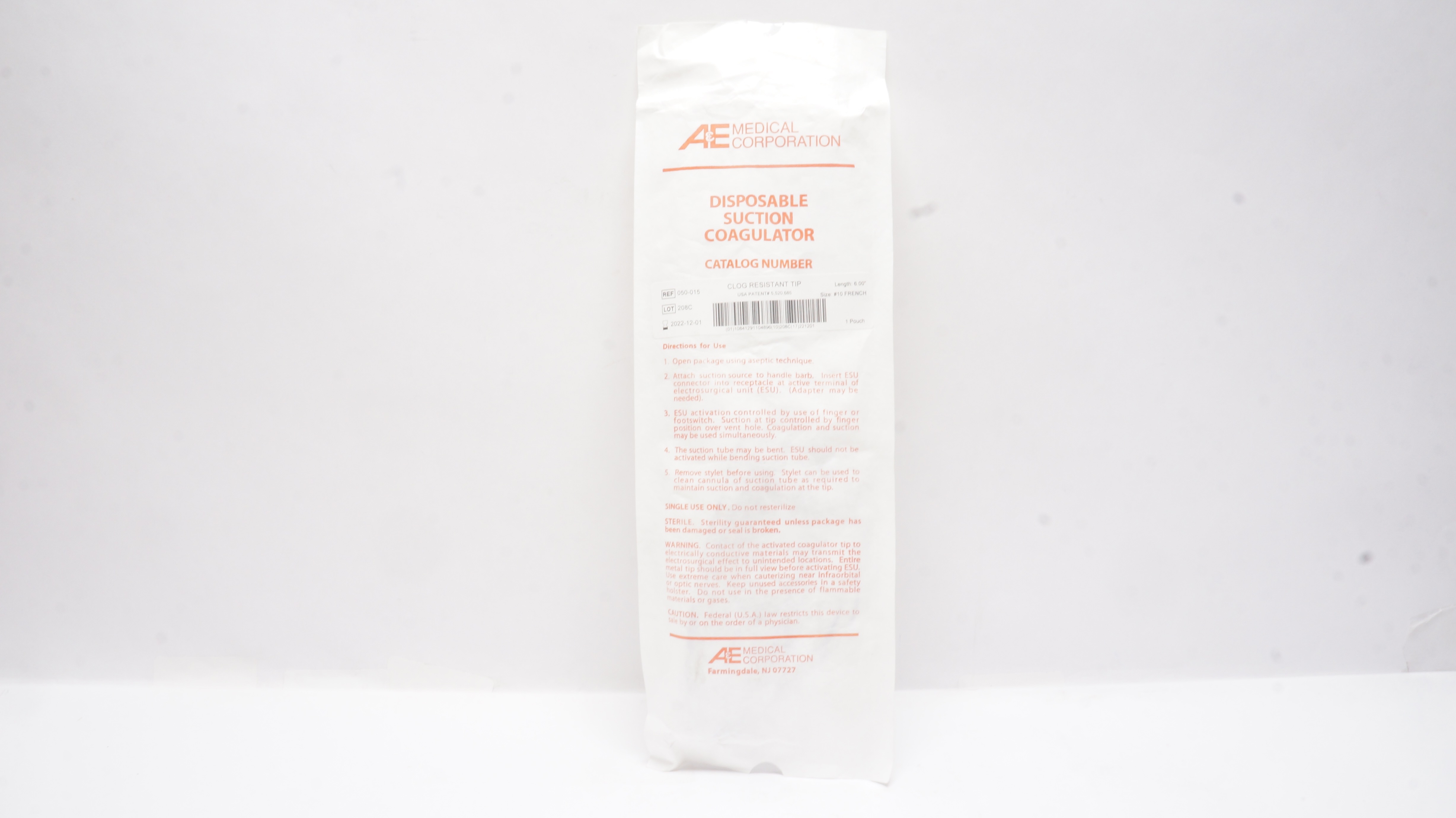 A&E Medical Corporation 050-015 Disposable Suction Coagulator6.00In,Size 10Fr(x)