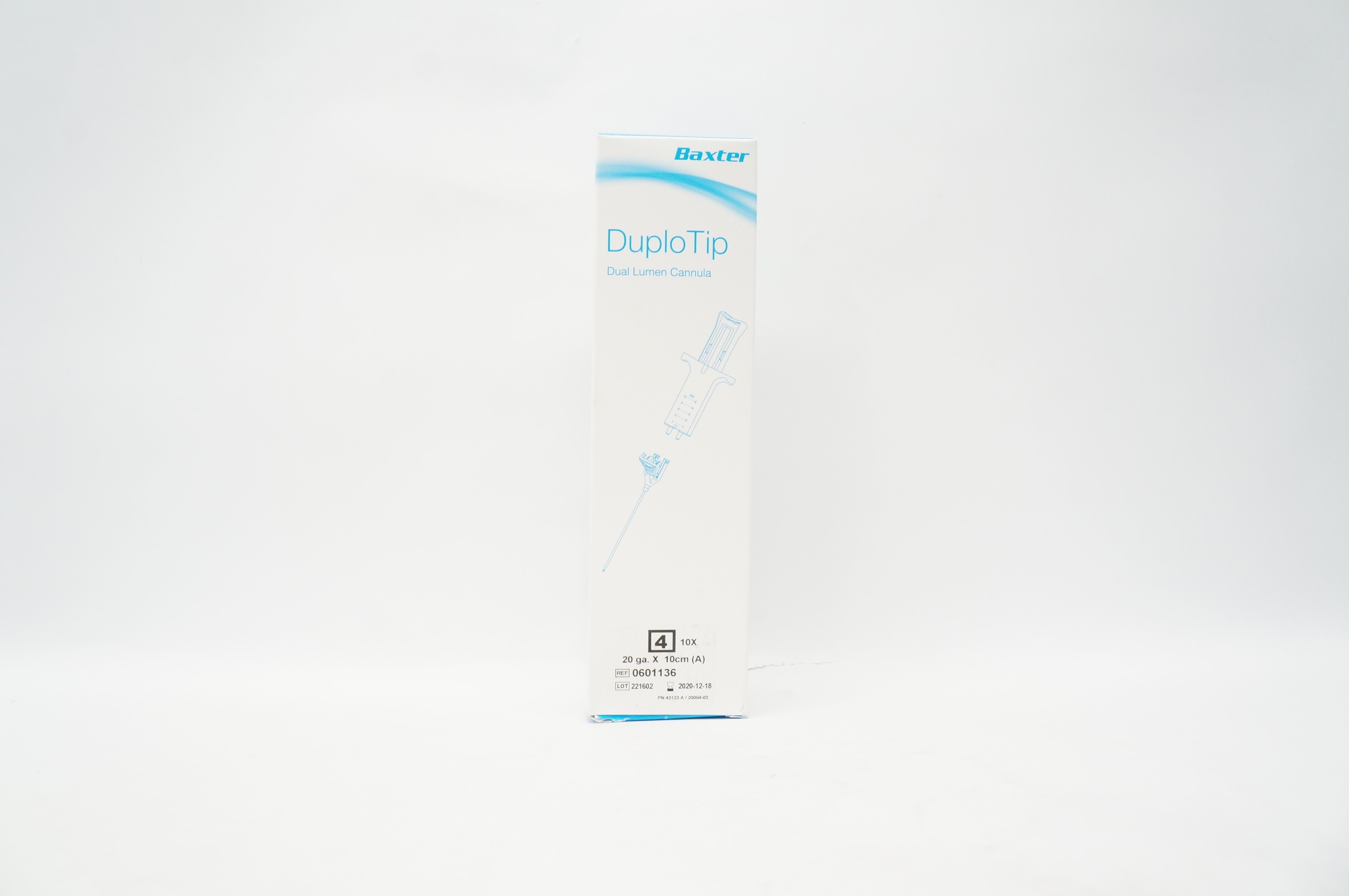 Baxter 0601136 DuploTip Dual Lumen Cannula 20 ga. x 10cm (x) - Box of 10