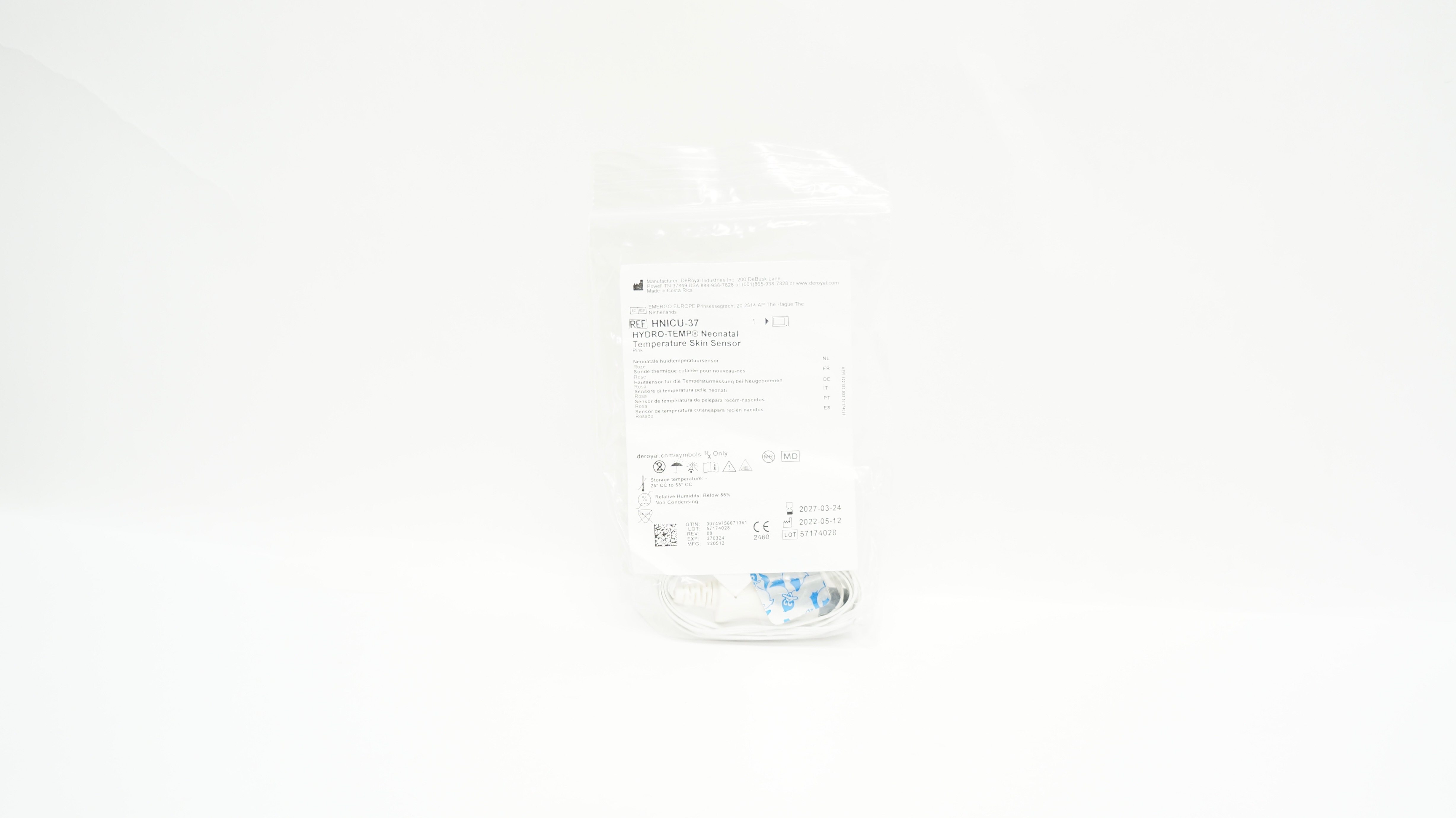 DeRoyal HNICU-37 Hydro-Temp Neonatal Temperature Skin Sensor