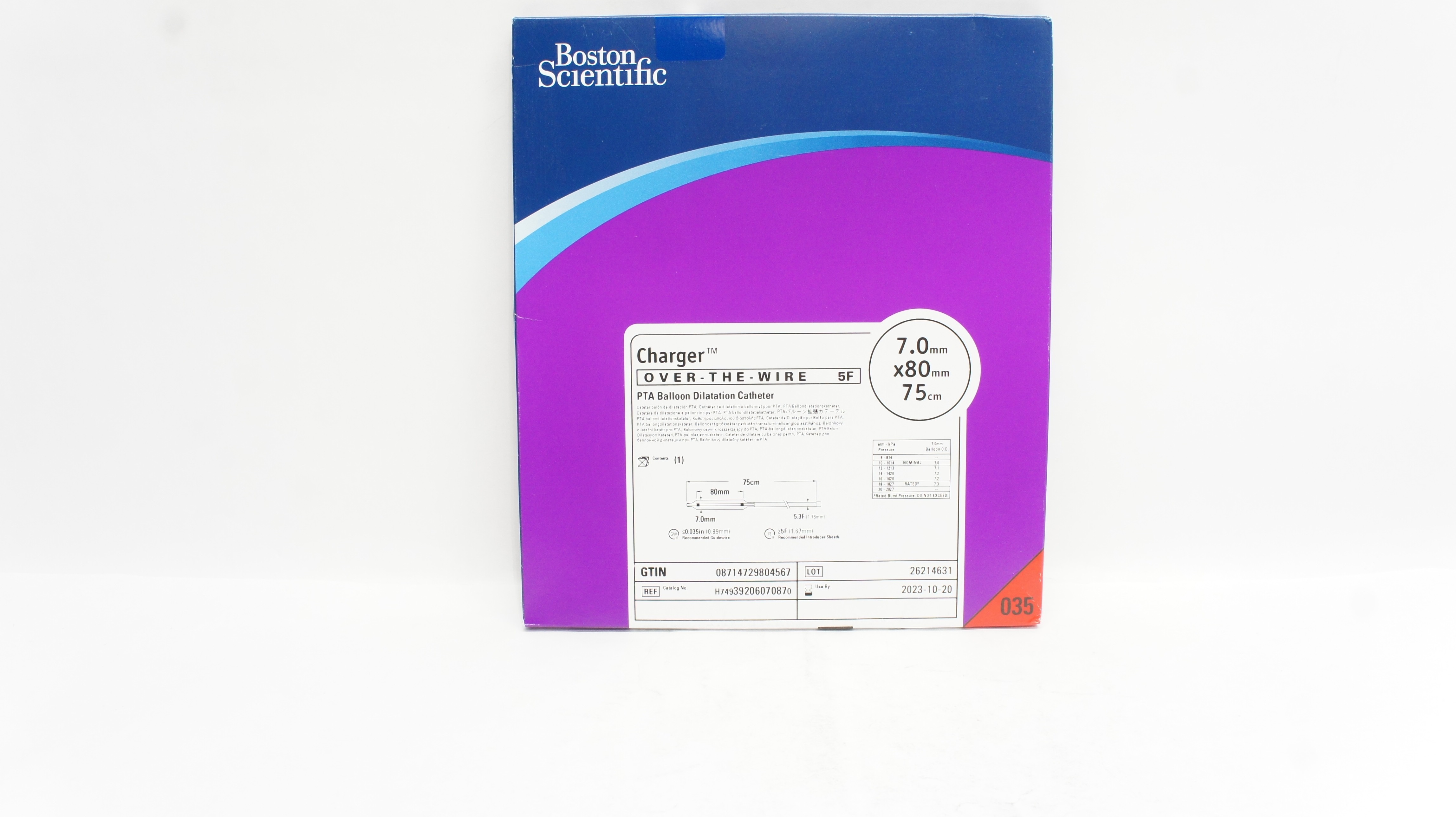 Boston Scientific 3920607087 Charger Over-The-Wire 5F x 7.0 x 80mm x 75cm (x)